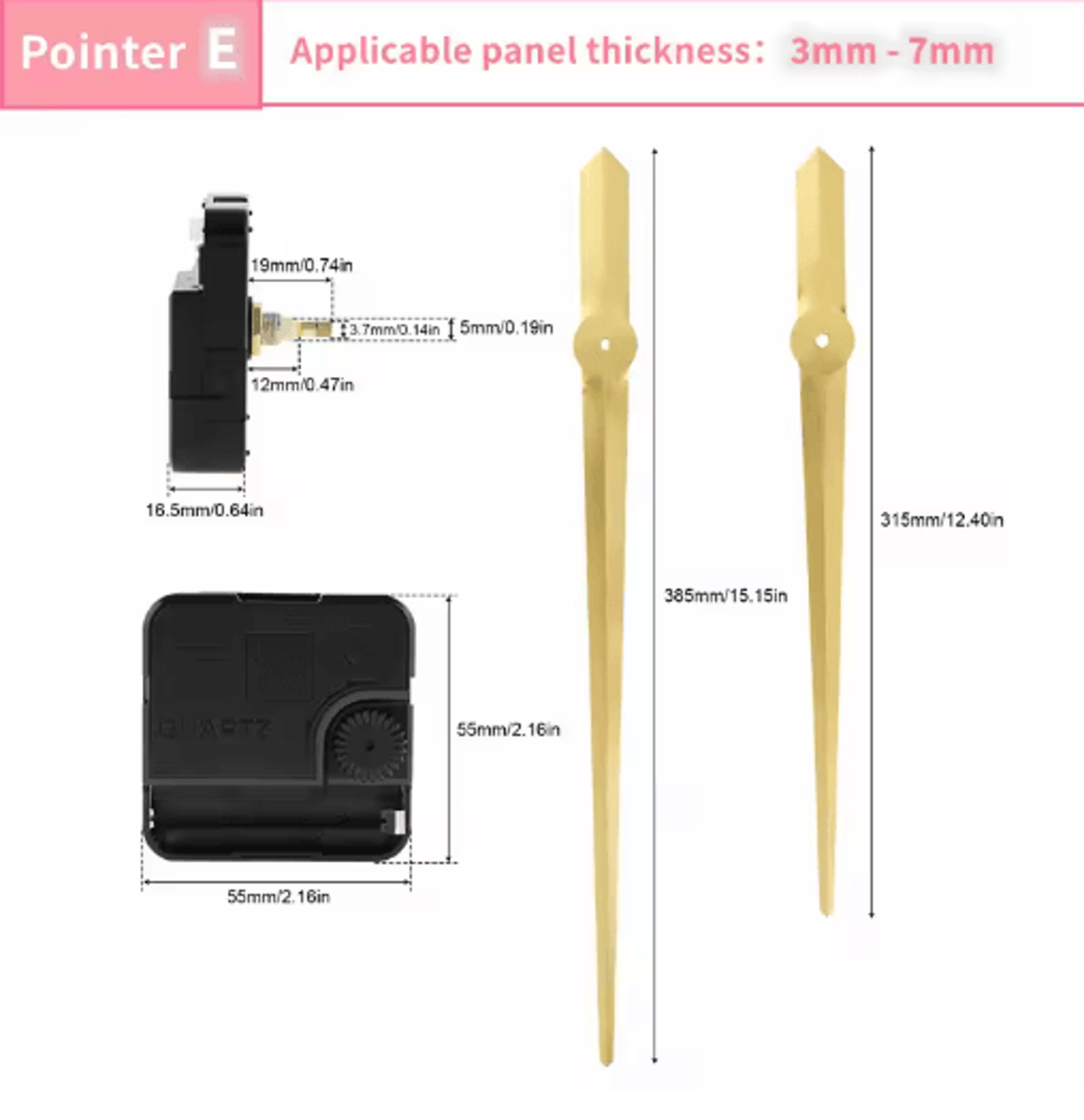 Long Shaft Silent Quartz Clock Movement  DIY Wall  Table Clock Repair Mechanism 1