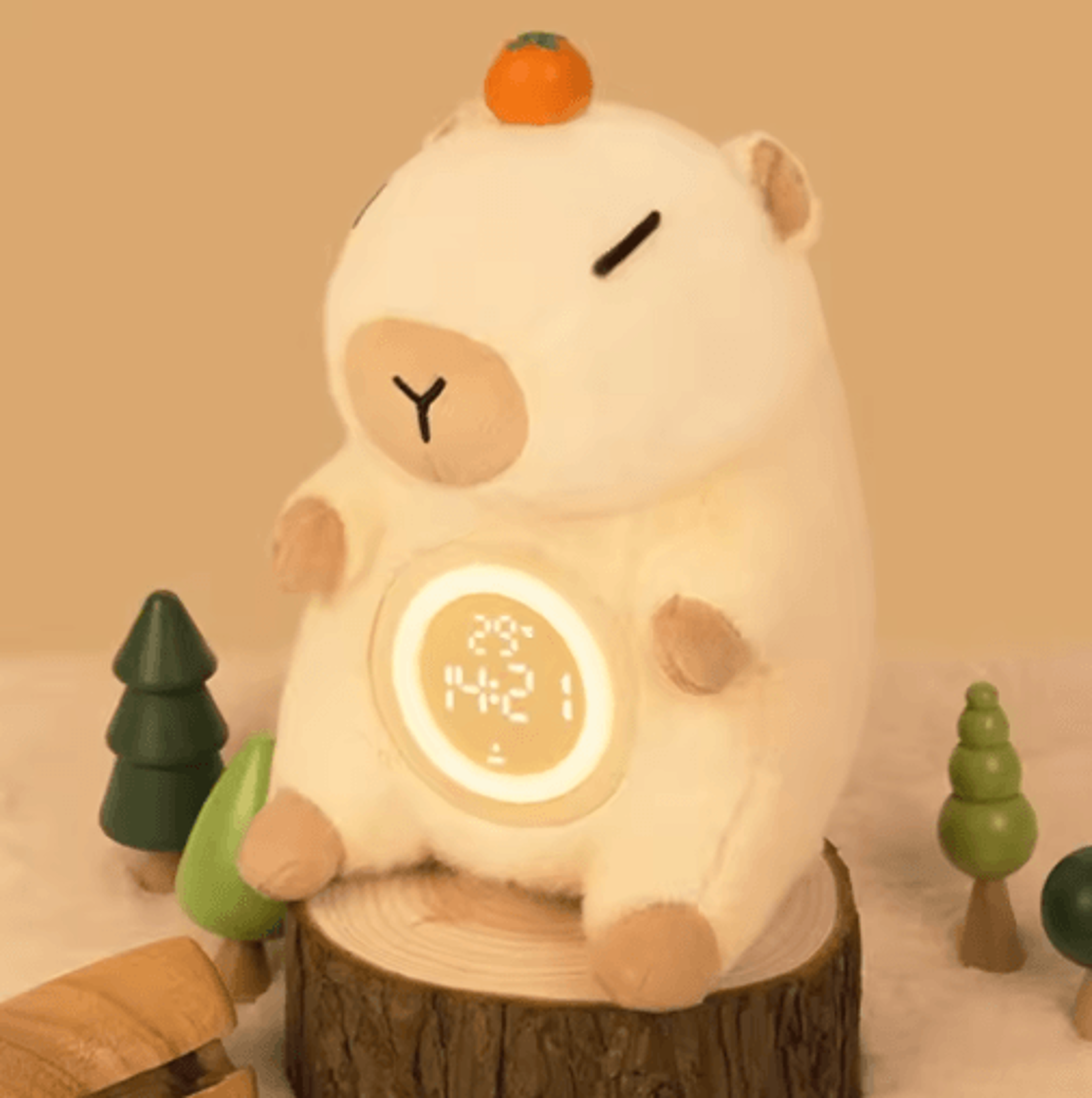 Cute Capybara Alarm Clock  Plush Night Light With Dual Alarm  Temperature Display 2