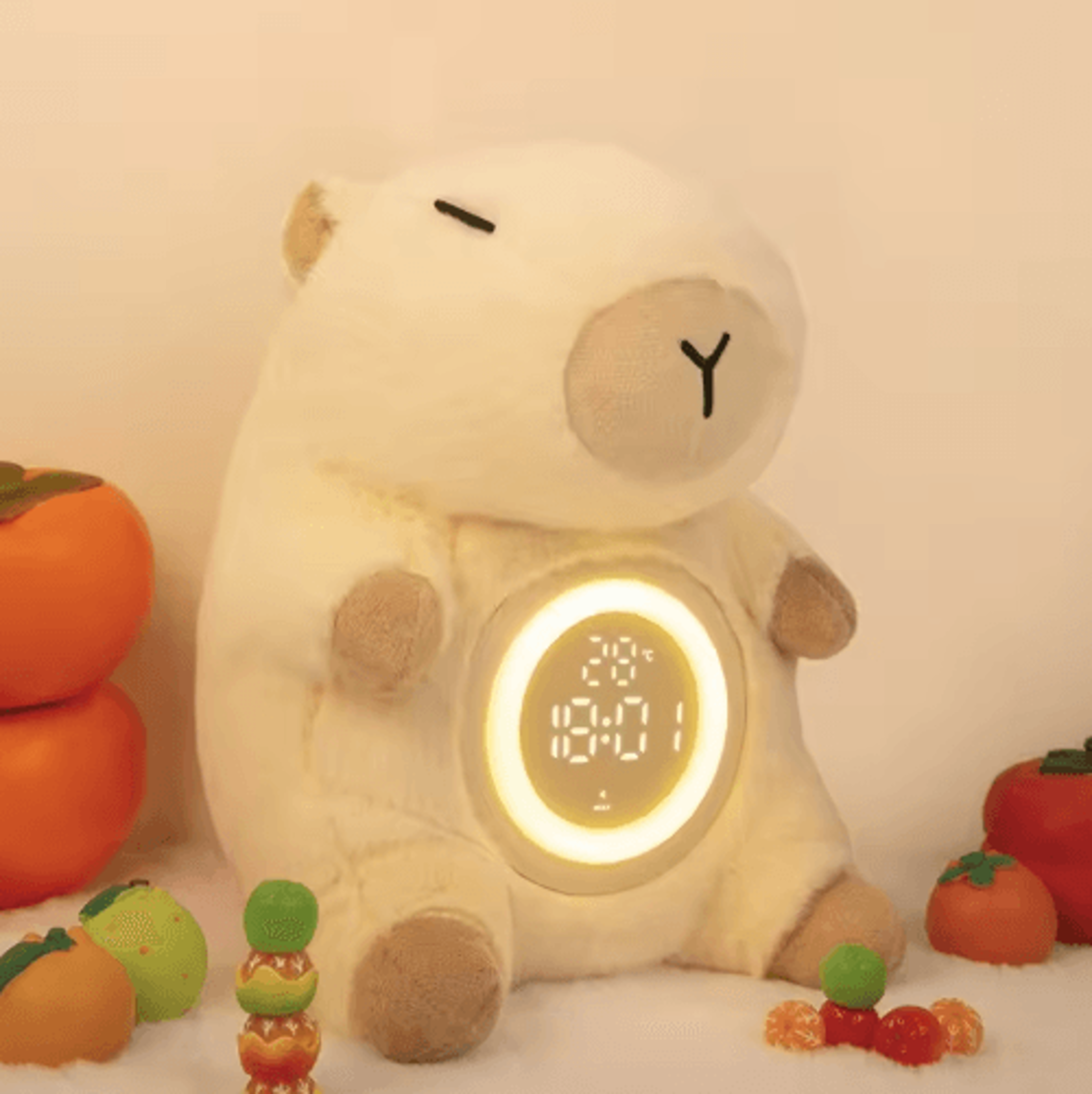 Cute Capybara Alarm Clock  Plush Night Light With Dual Alarm  Temperature Display 5