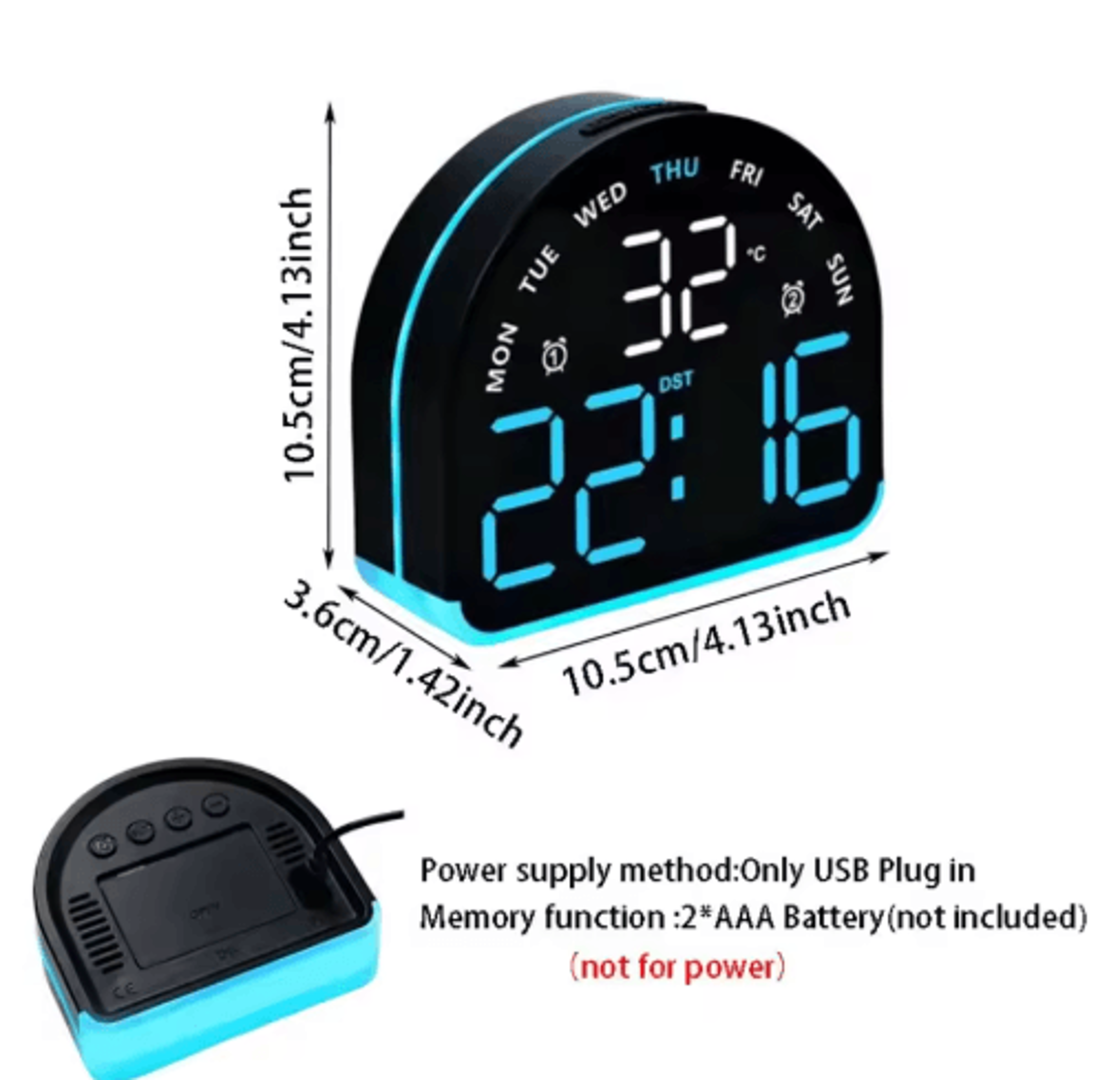 Multifunctional LED Alarm Clock  Ambient Light  Temperature Display With Auto Dimming 8