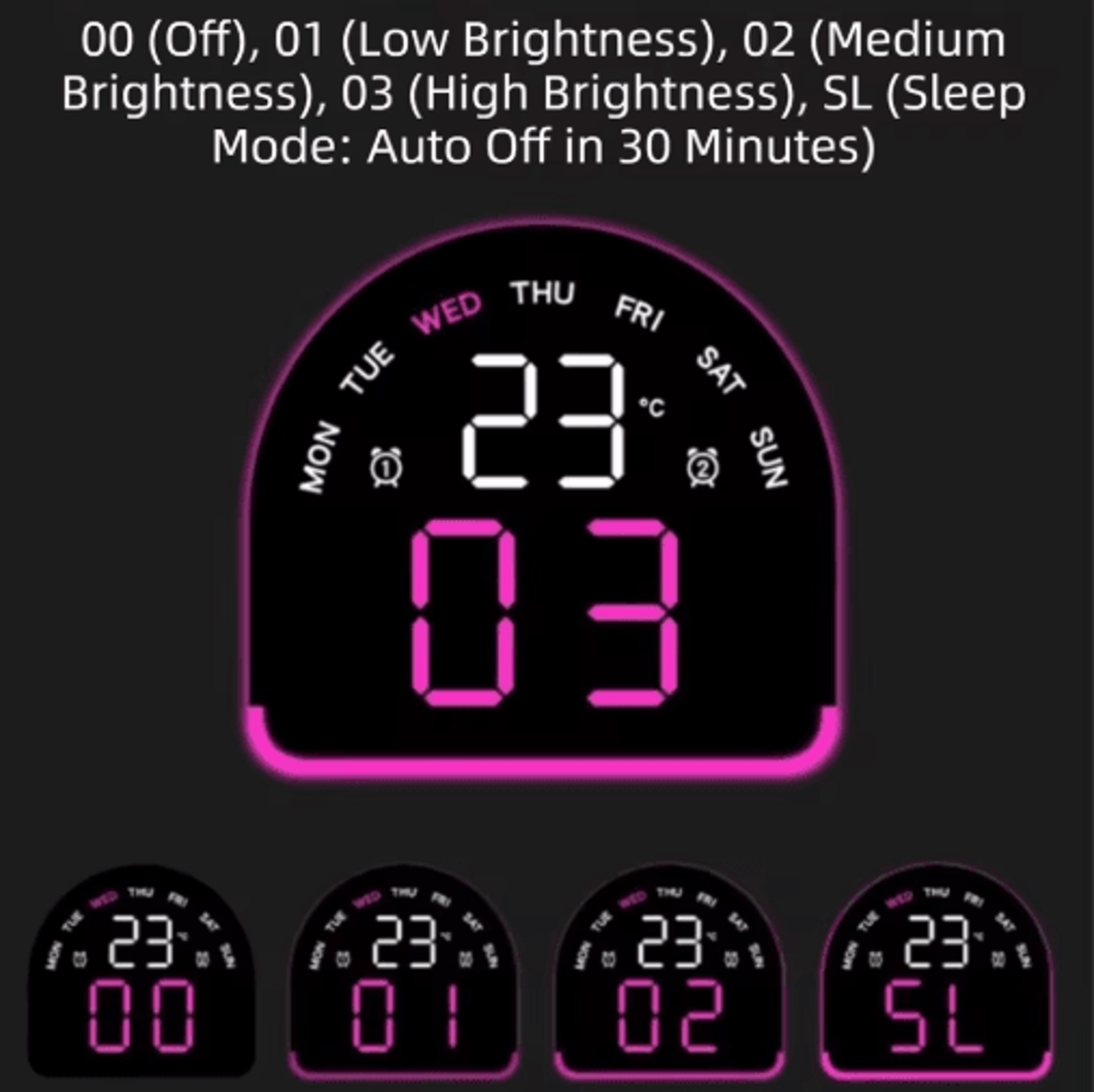 Multifunctional LED Alarm Clock  Ambient Light  Temperature Display With Auto Dimming 7