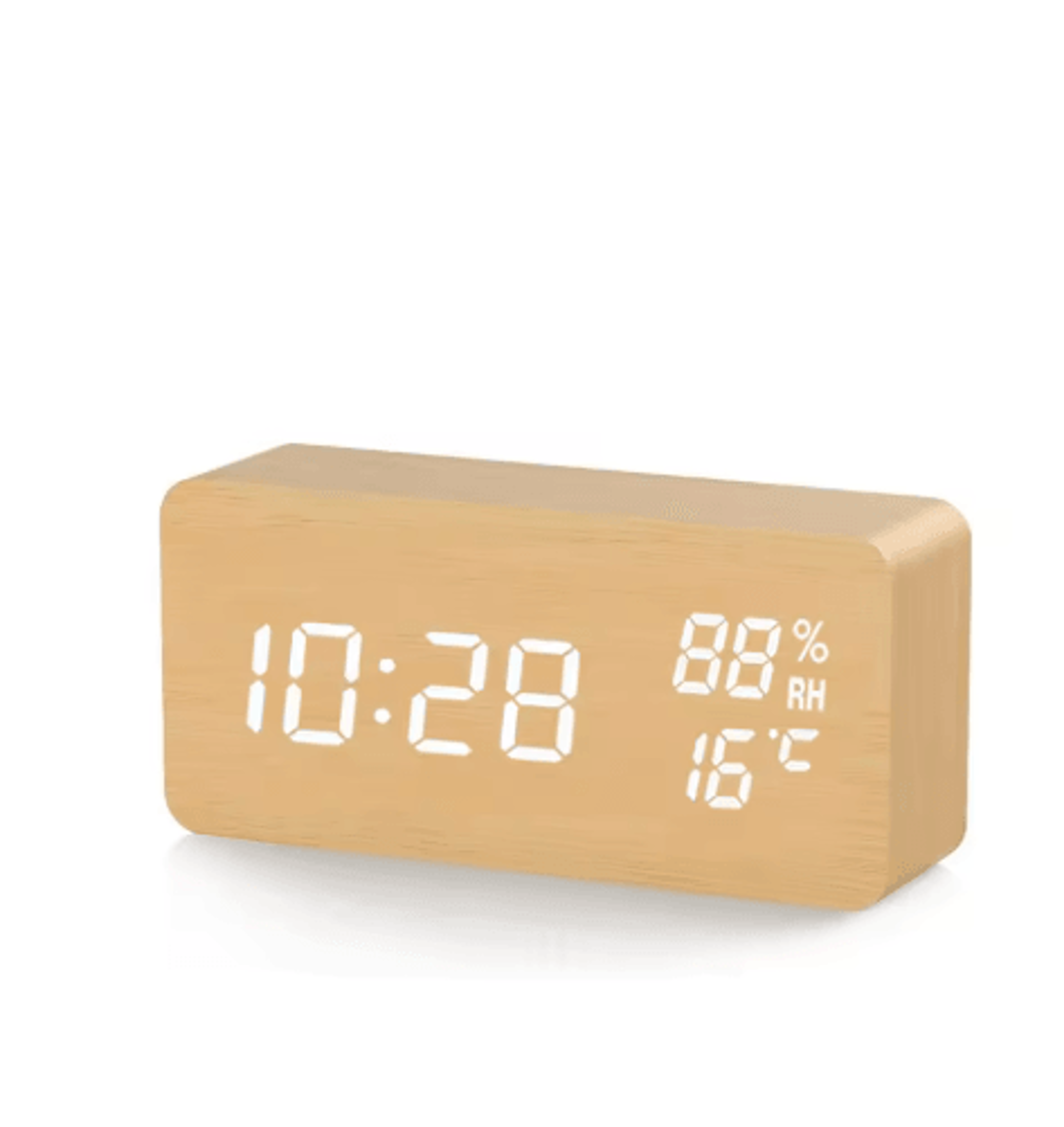 Wooden Digital Alarm Clock  LED Desk Clock With Temperature  Humidity Display 3