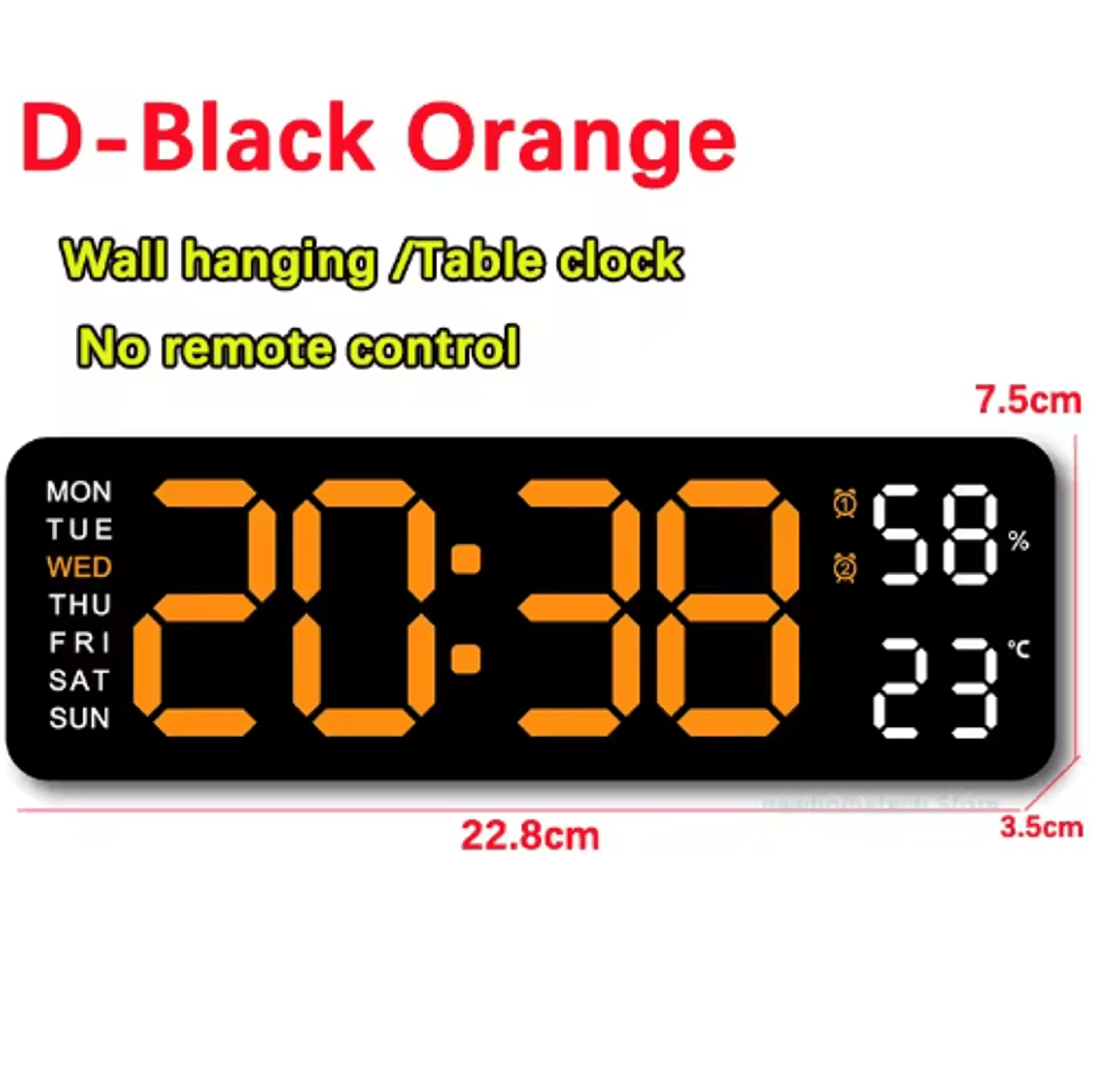 Large LED Digital Wall Clock  Temperature Humidity  Remote Control Display 1
