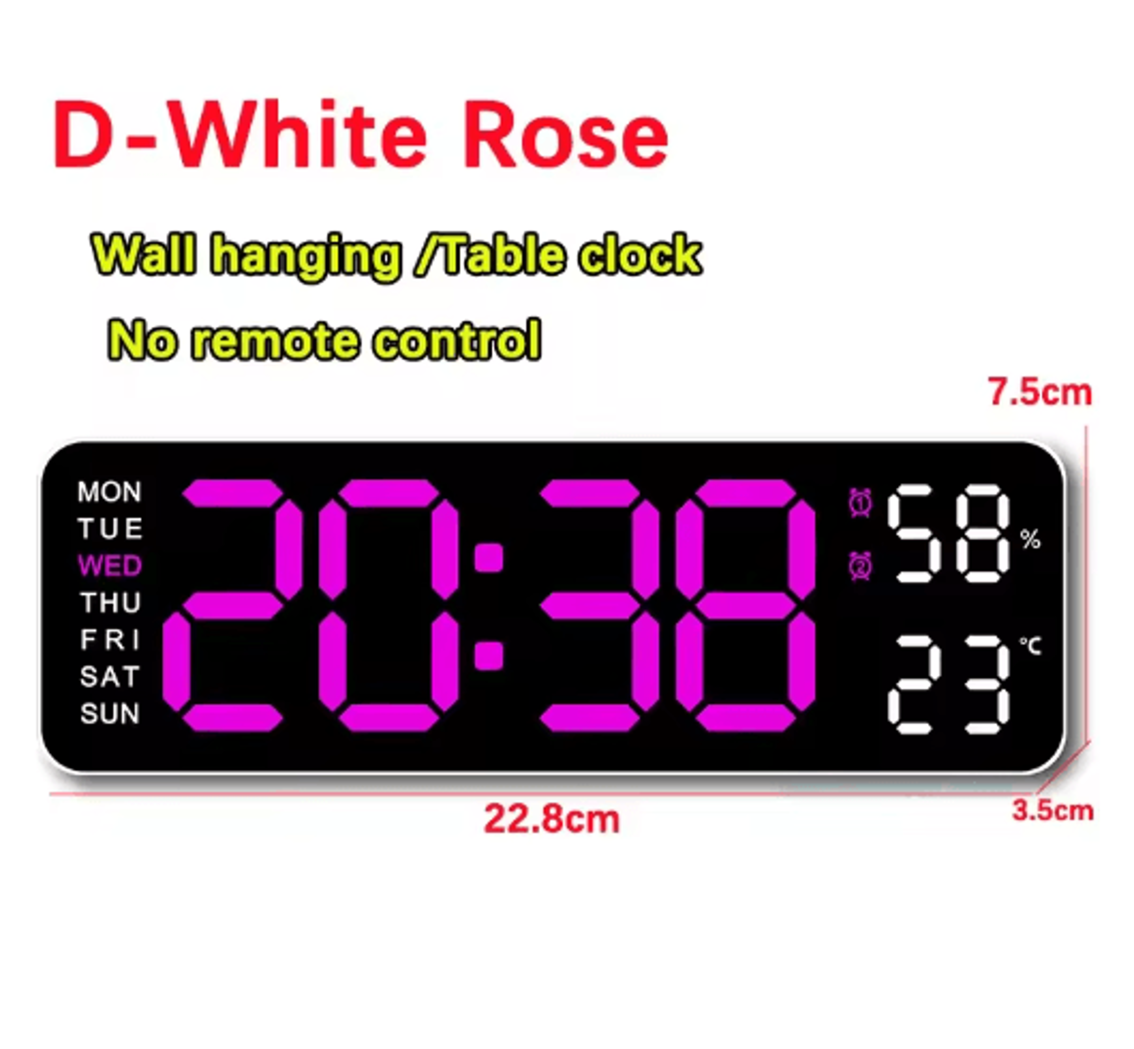 Large LED Digital Wall Clock  Temperature Humidity  Remote Control Display 13