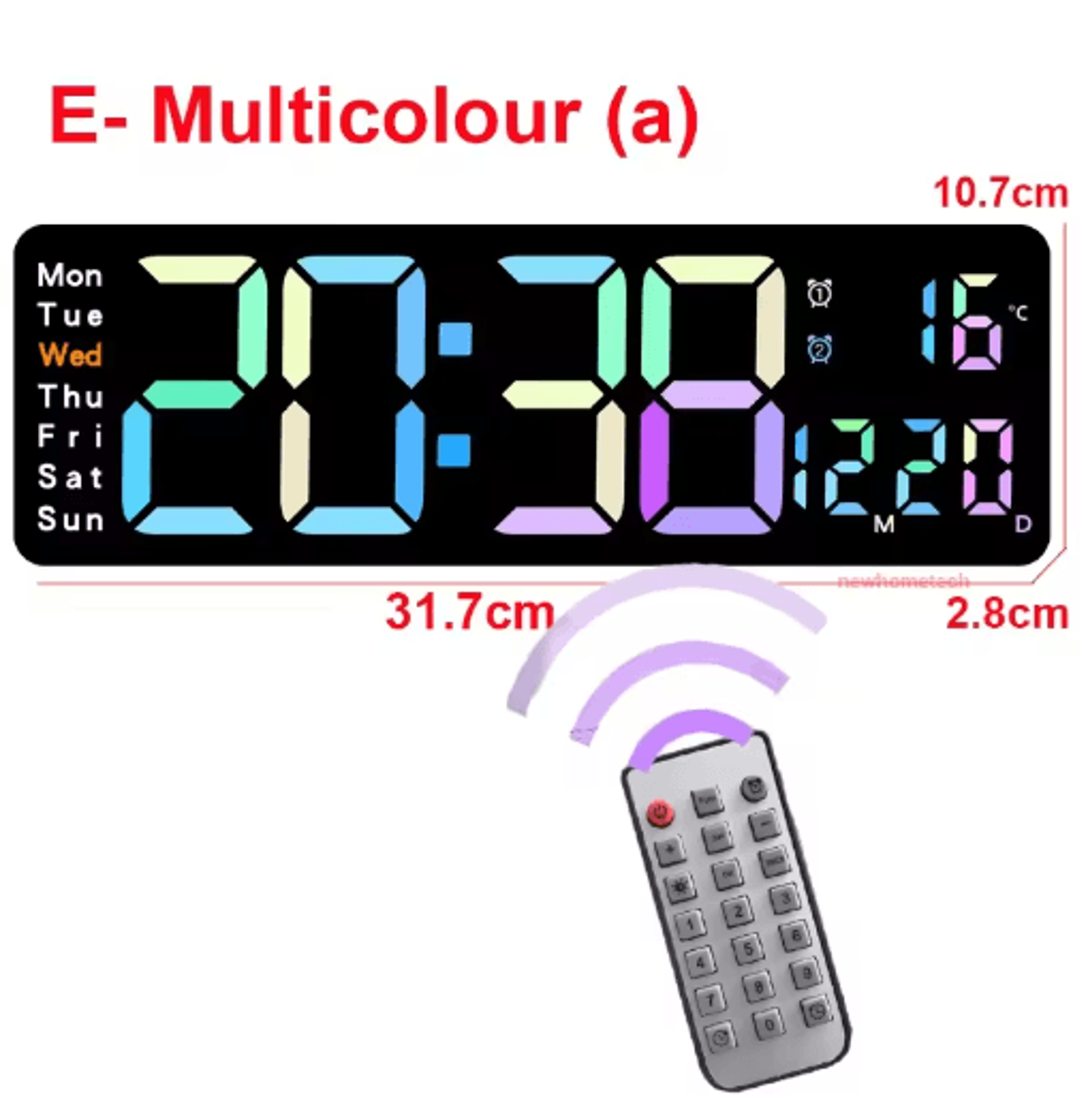 Large LED Digital Wall Clock  Temperature Humidity  Remote Control Display 3