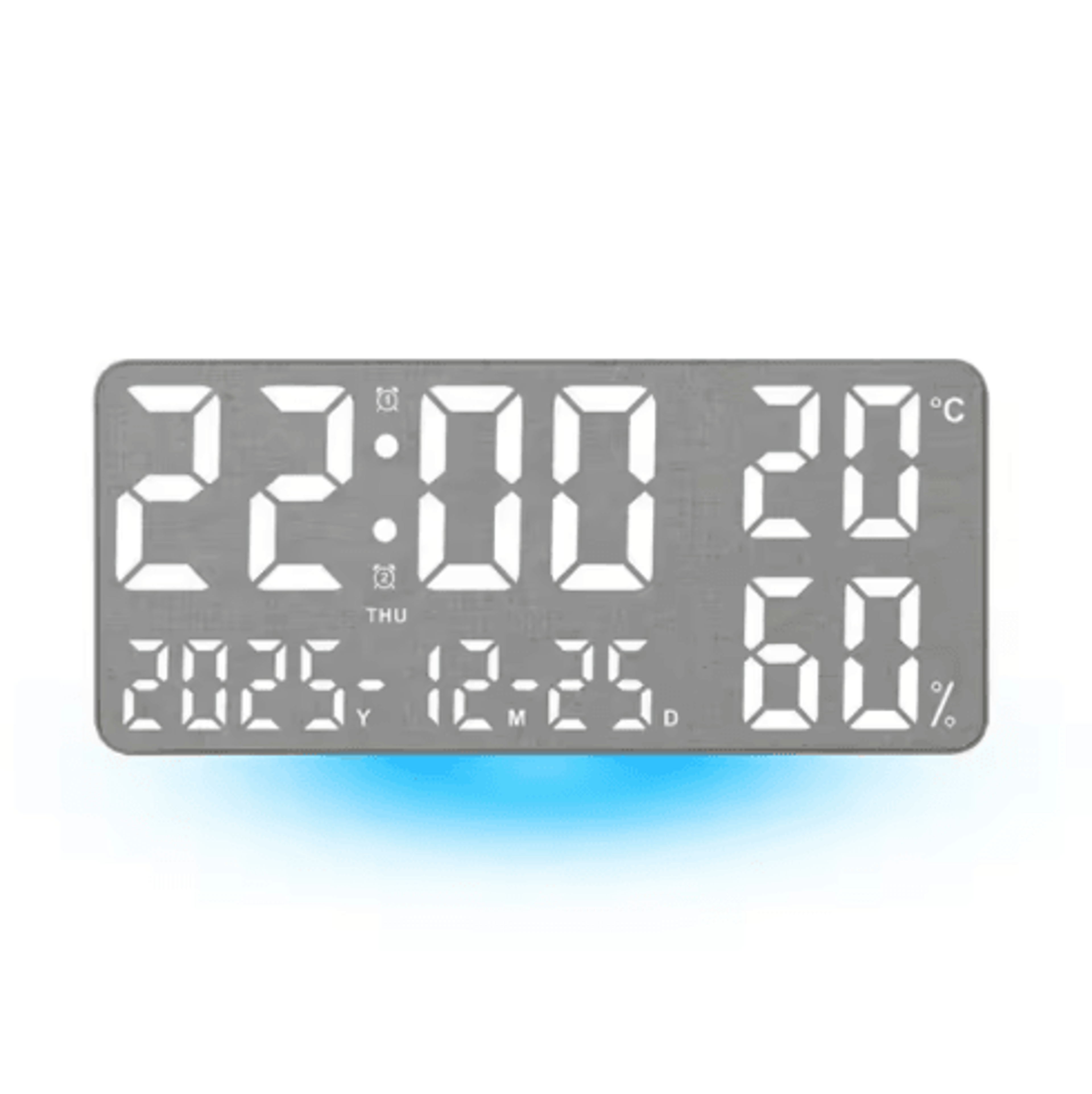 Large Digital Wall Clock  7Color Mood Light Dual Alarms  Countdown Timer 4