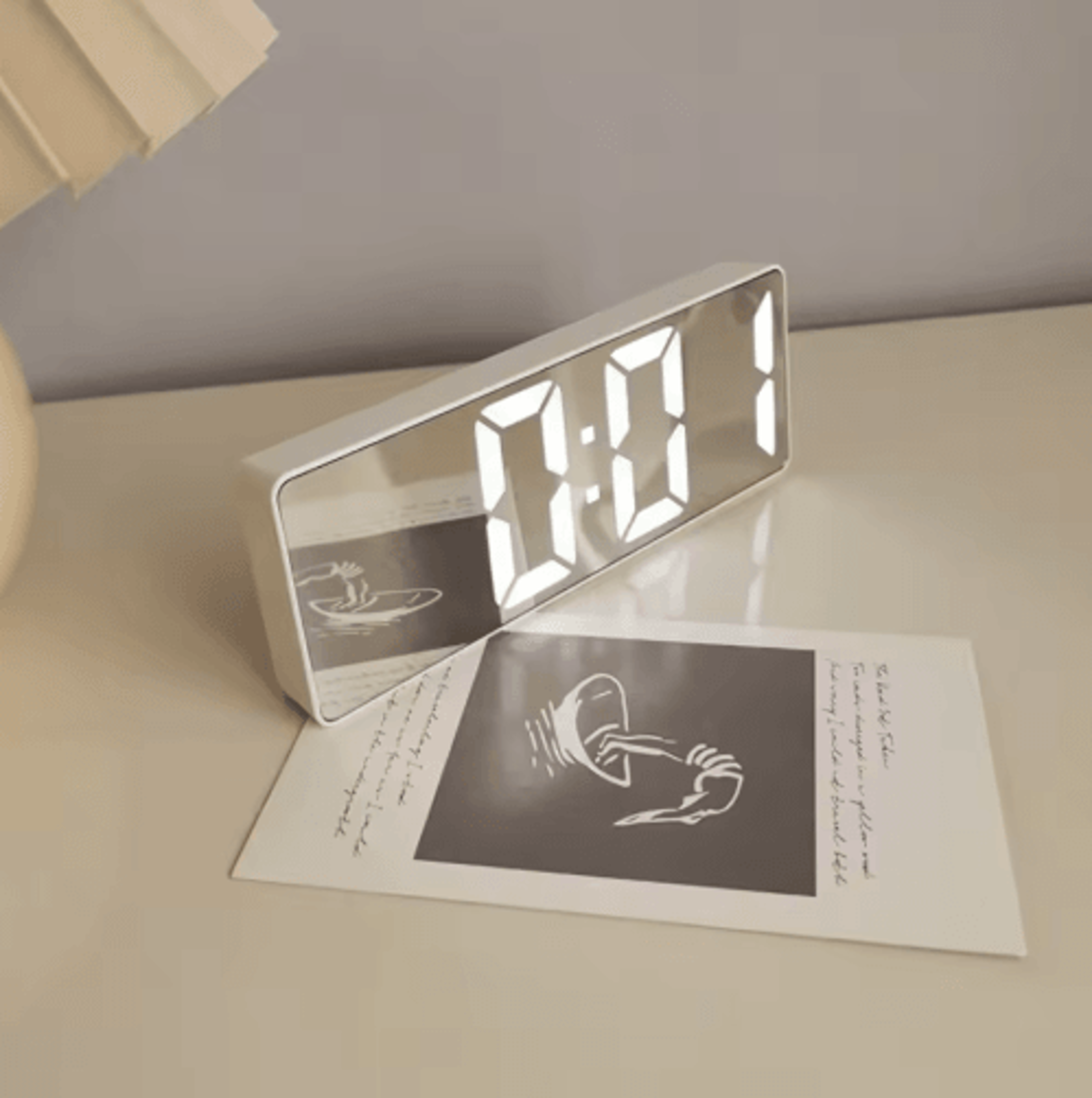 Modern Voice Control LED Mirror Alarm Clock  Portable Digital Desk Clock 3