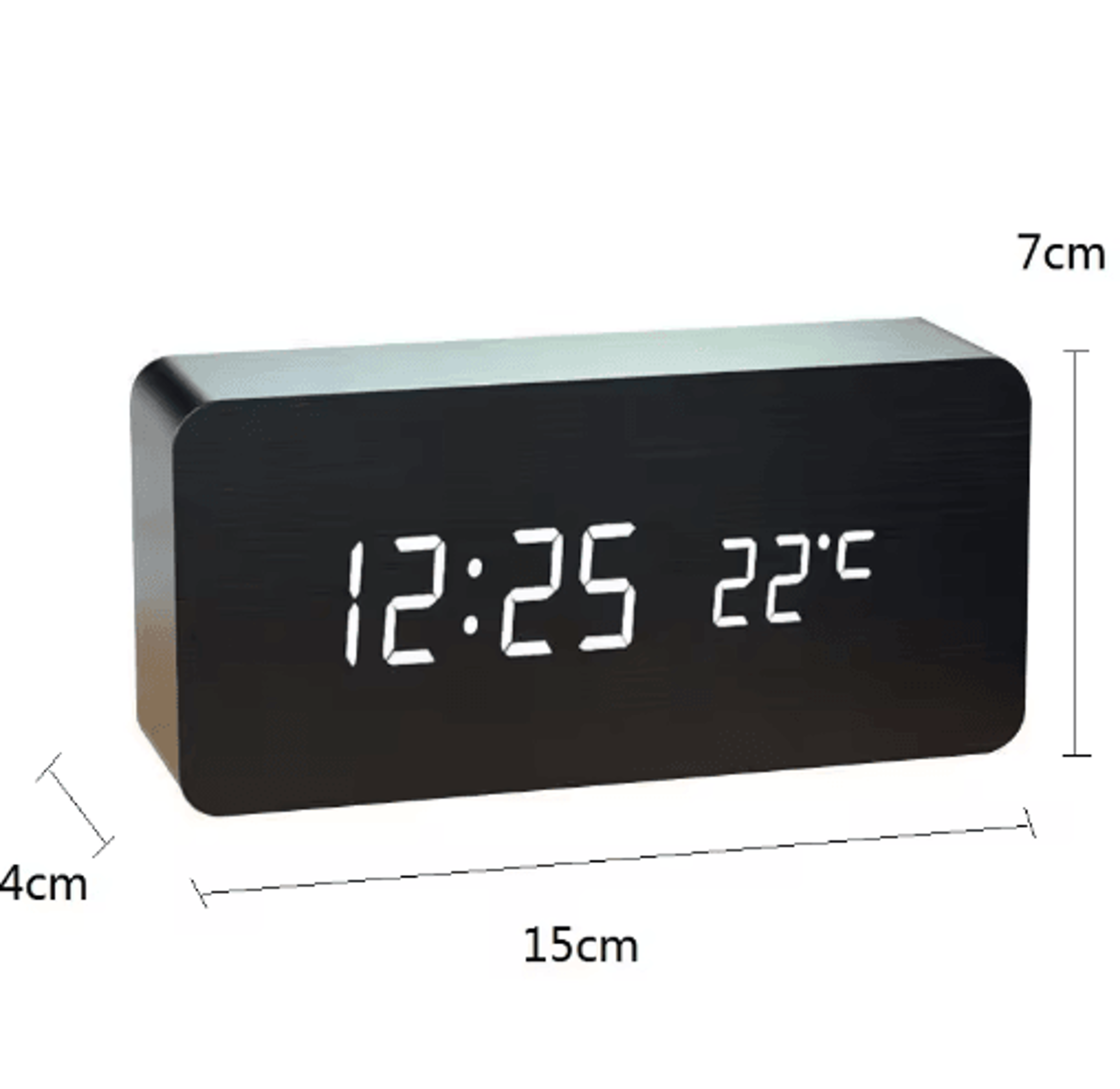 Wood Square Digital Alarm Clock  Voice Control LED Desk Clock With Snooze 17
