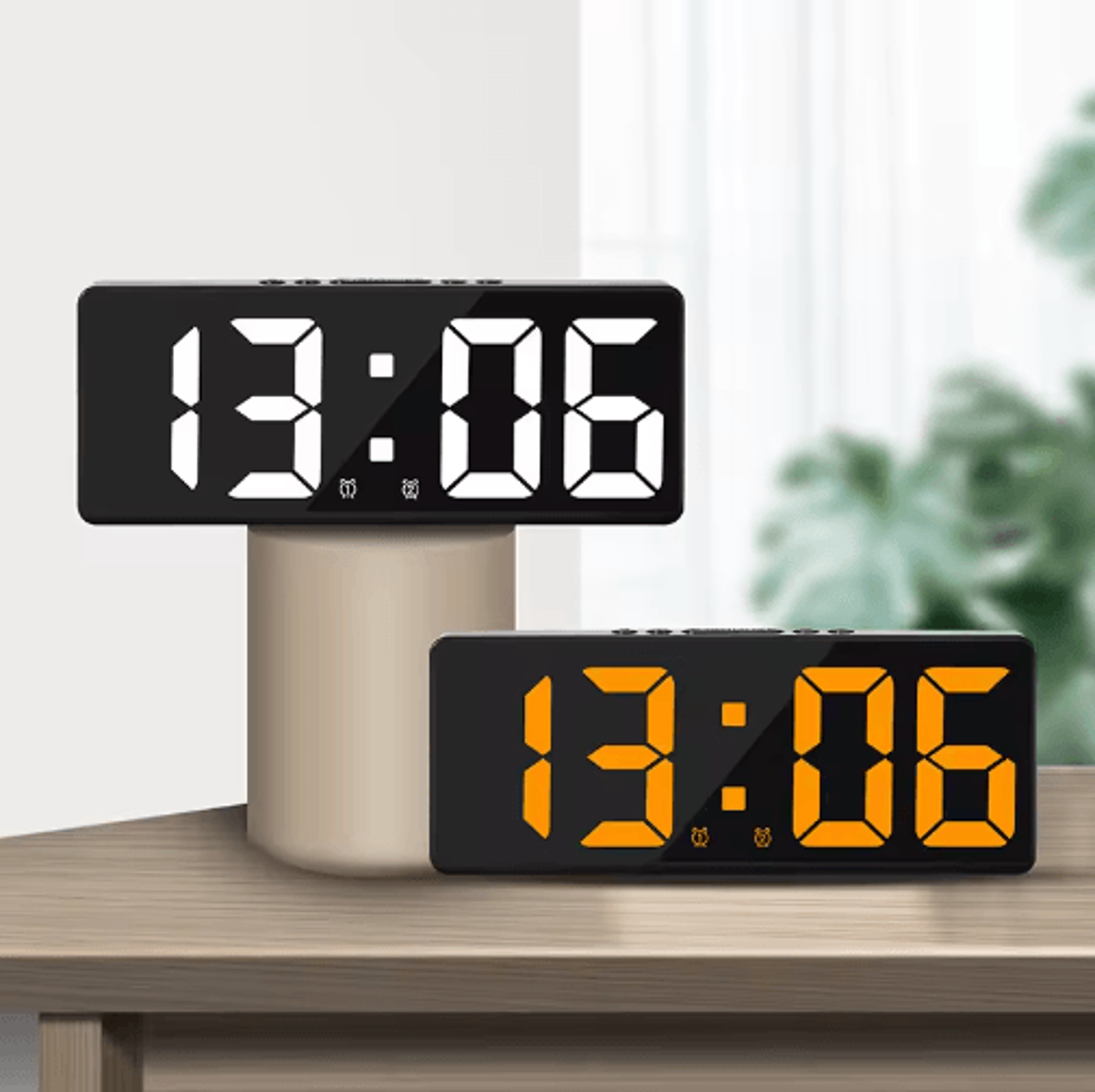 Colorful LED Alarm Clock  Luminous Temperature  Calendar Bedside Clock 7