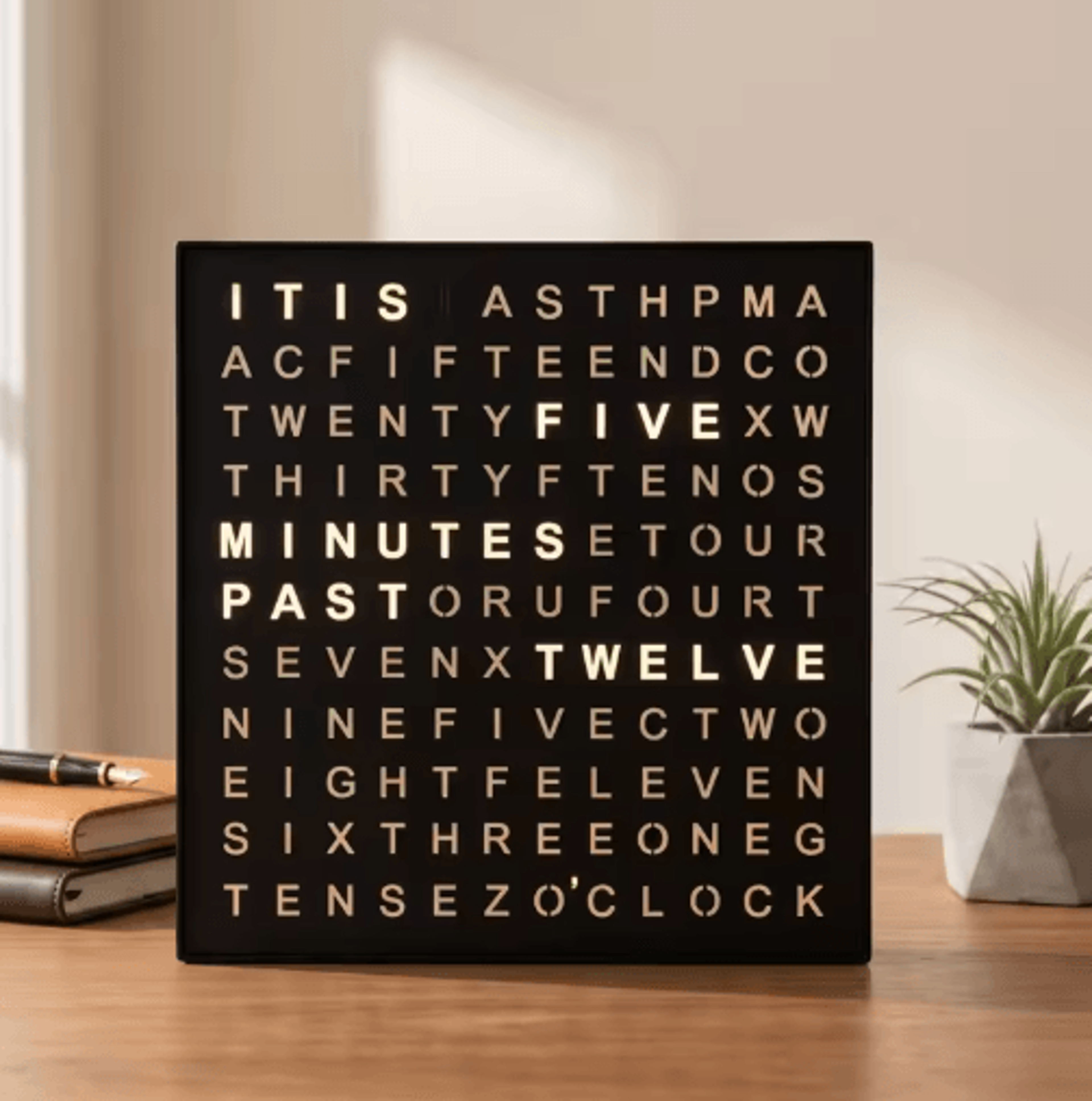 LED Letter Clock  Reading Timer  Modern Desktop Clock For Study  Decor 0