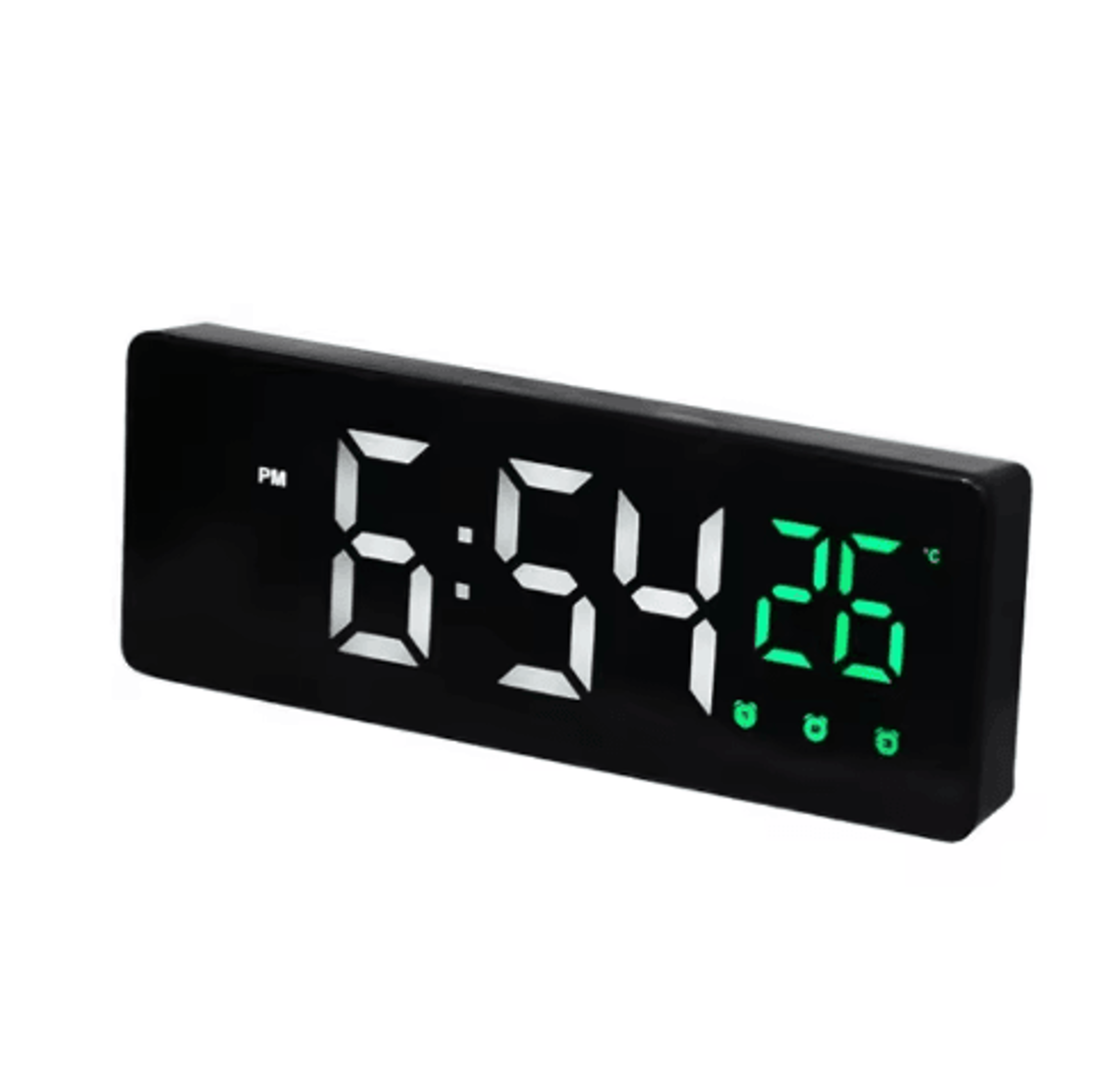 Voice Control Mirror LED Alarm Clock  3 Alarms Temperature  Date Display 2