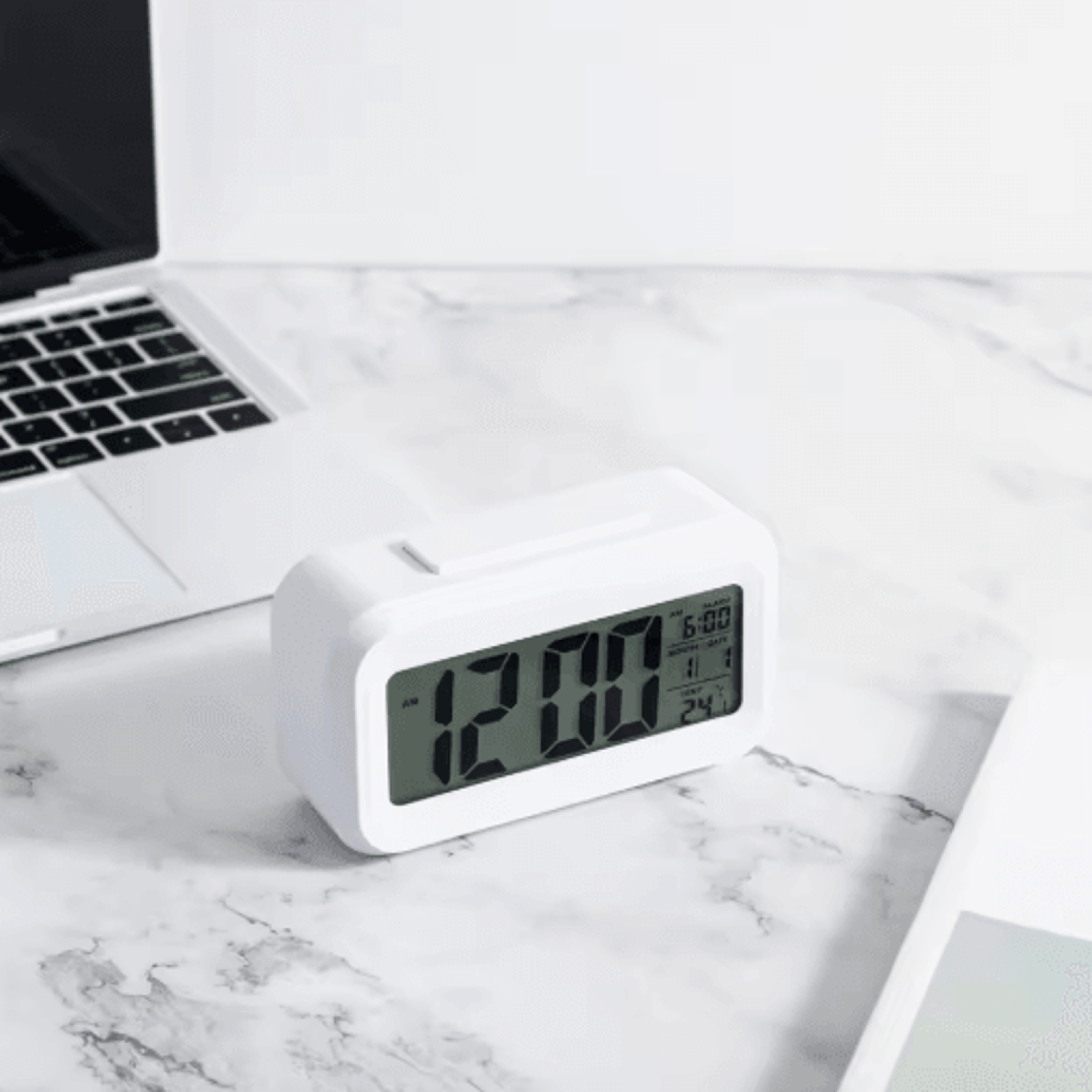 LED Digital Alarm Clock  Backlit Calendar Desk Clock With Snooze 3