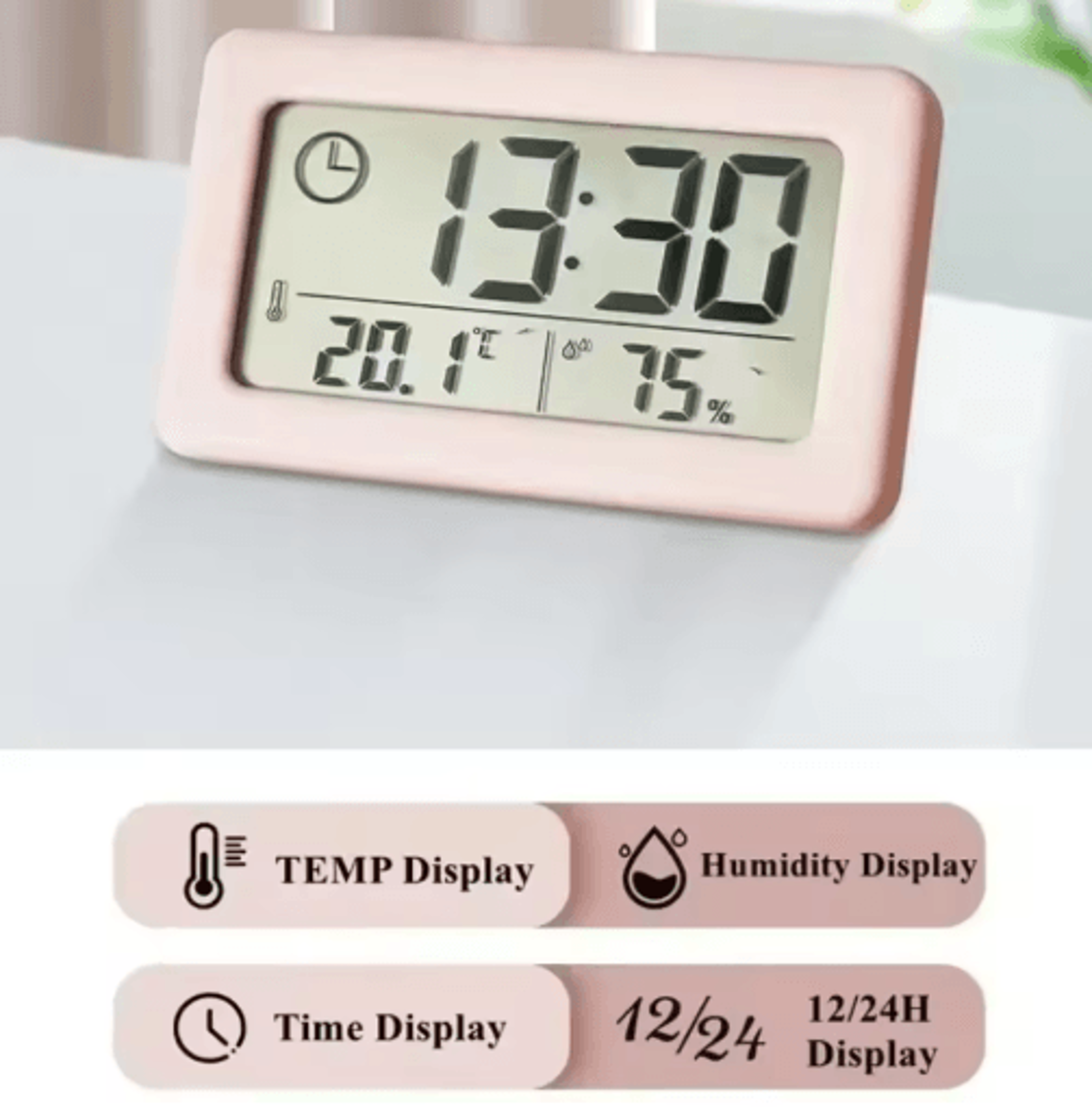 Digital Temperature  Humidity Clock  LCD Hygrometer Wall  Table Monitor 9