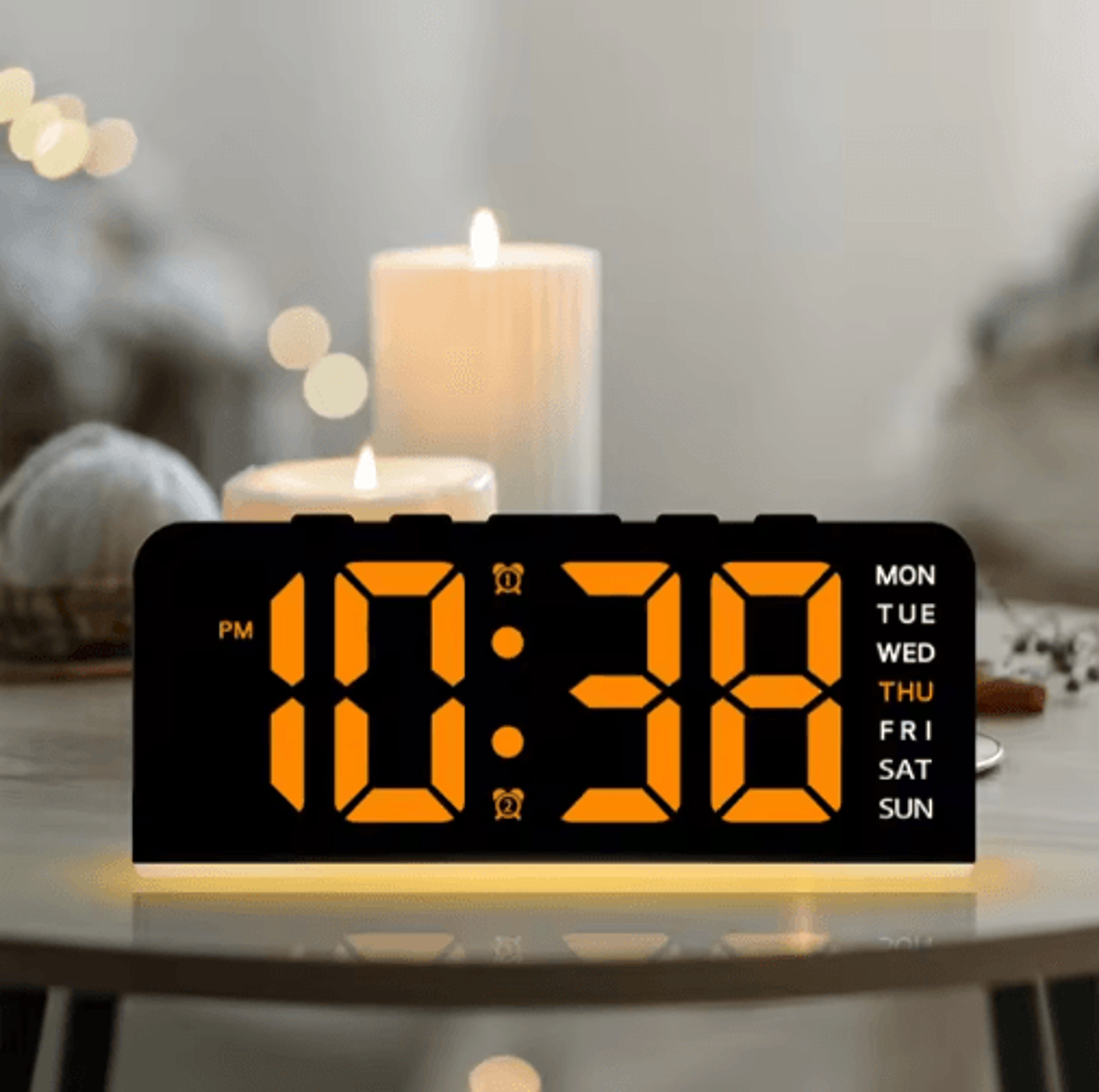 USB Digital Alarm Clock  Mood Light Dual Alarms  Temperature Display 6
