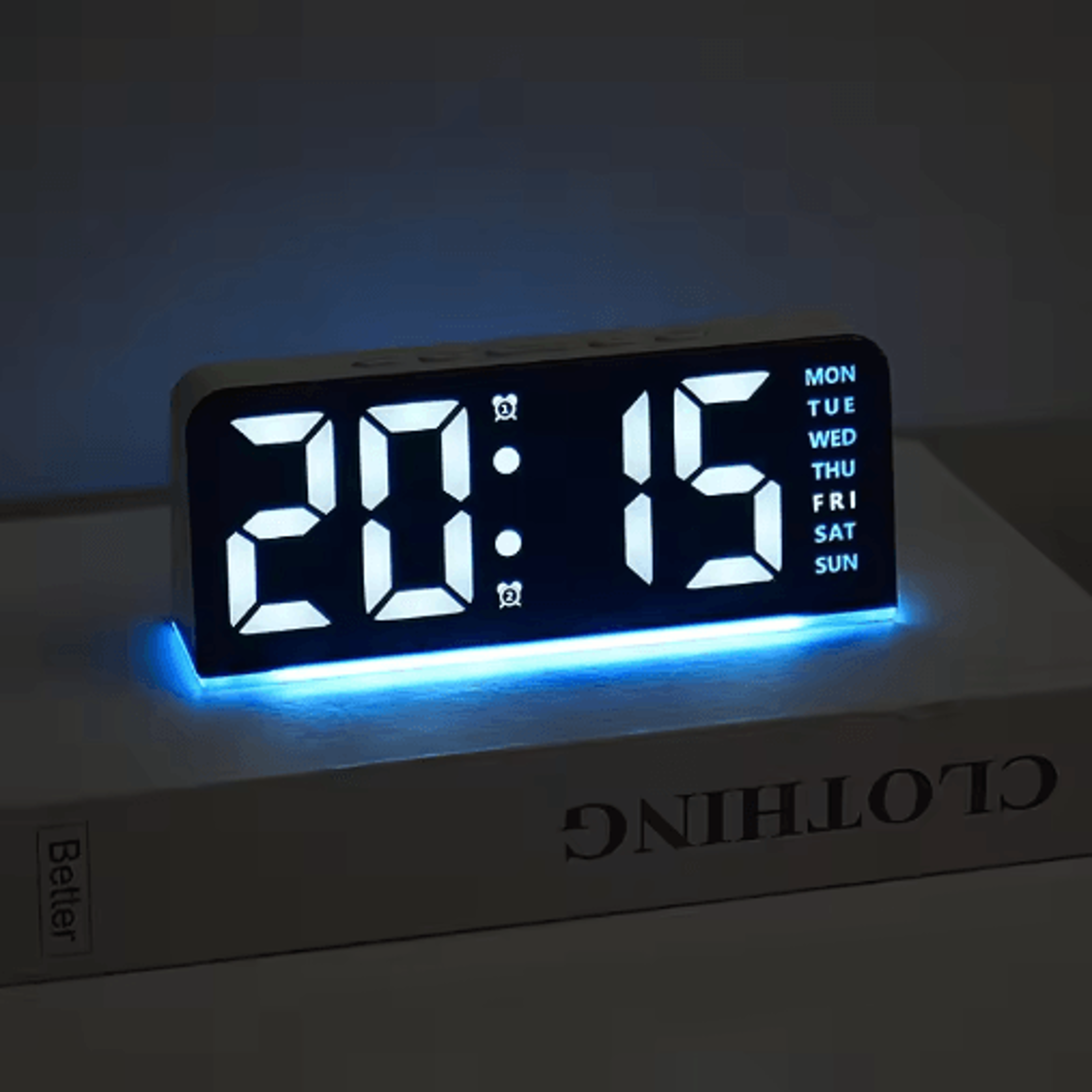 USB Digital Alarm Clock  Mood Light Dual Alarms  Temperature Display 12