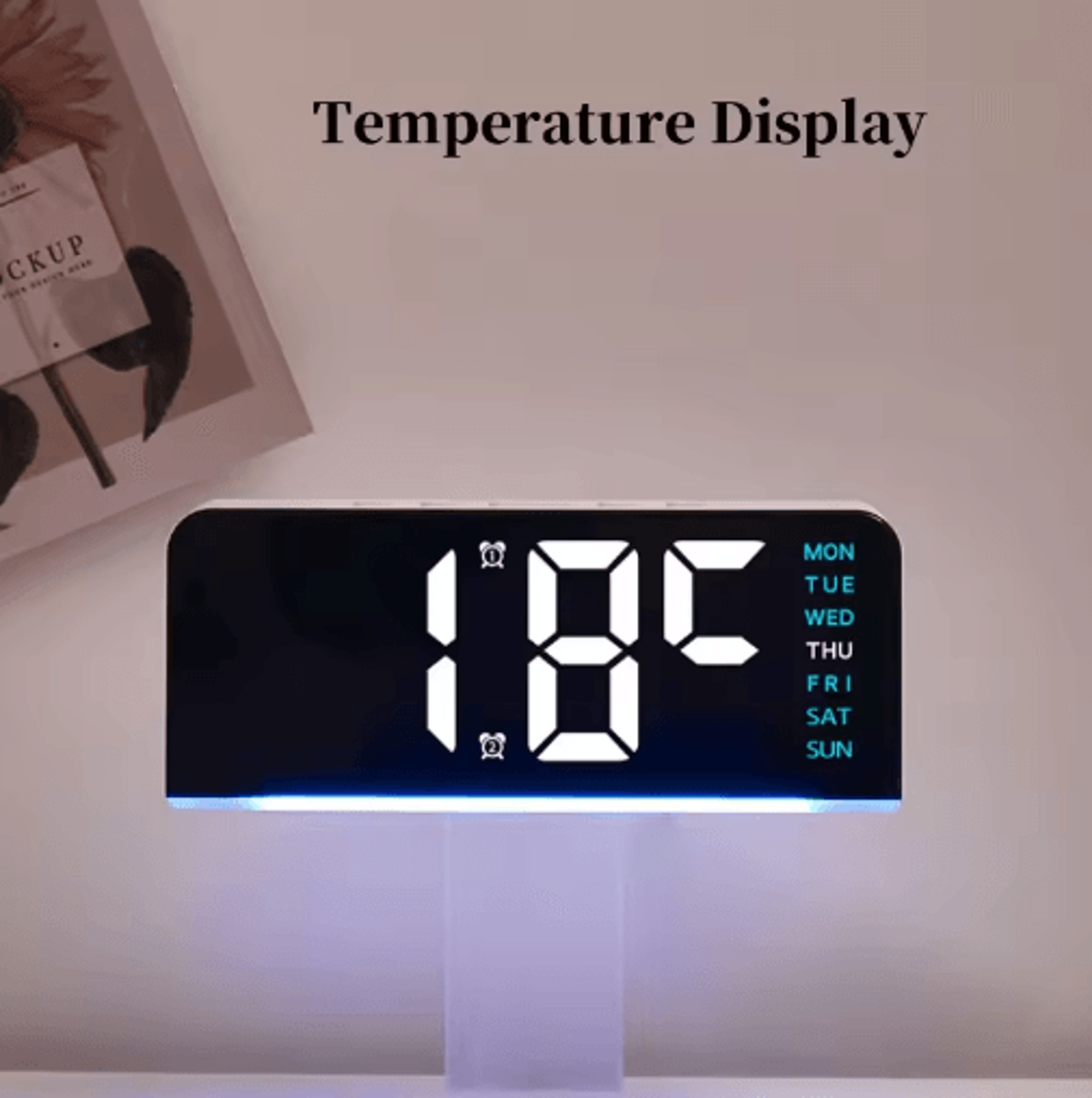 USB Digital Alarm Clock  Mood Light Dual Alarms  Temperature Display 15