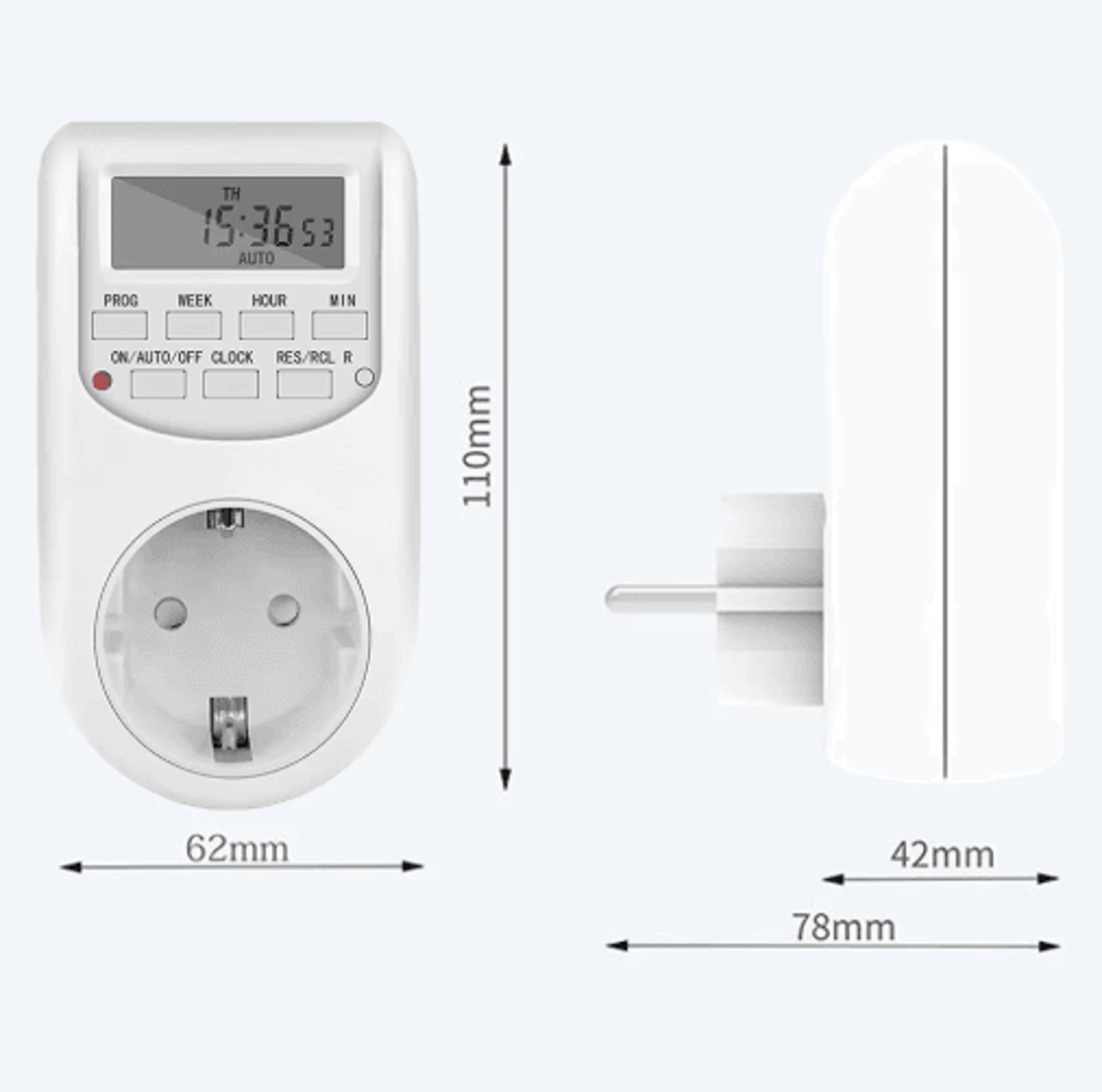 EU Plug Digital Timer Outlet  Weekly Programmable OnOff Switch 2