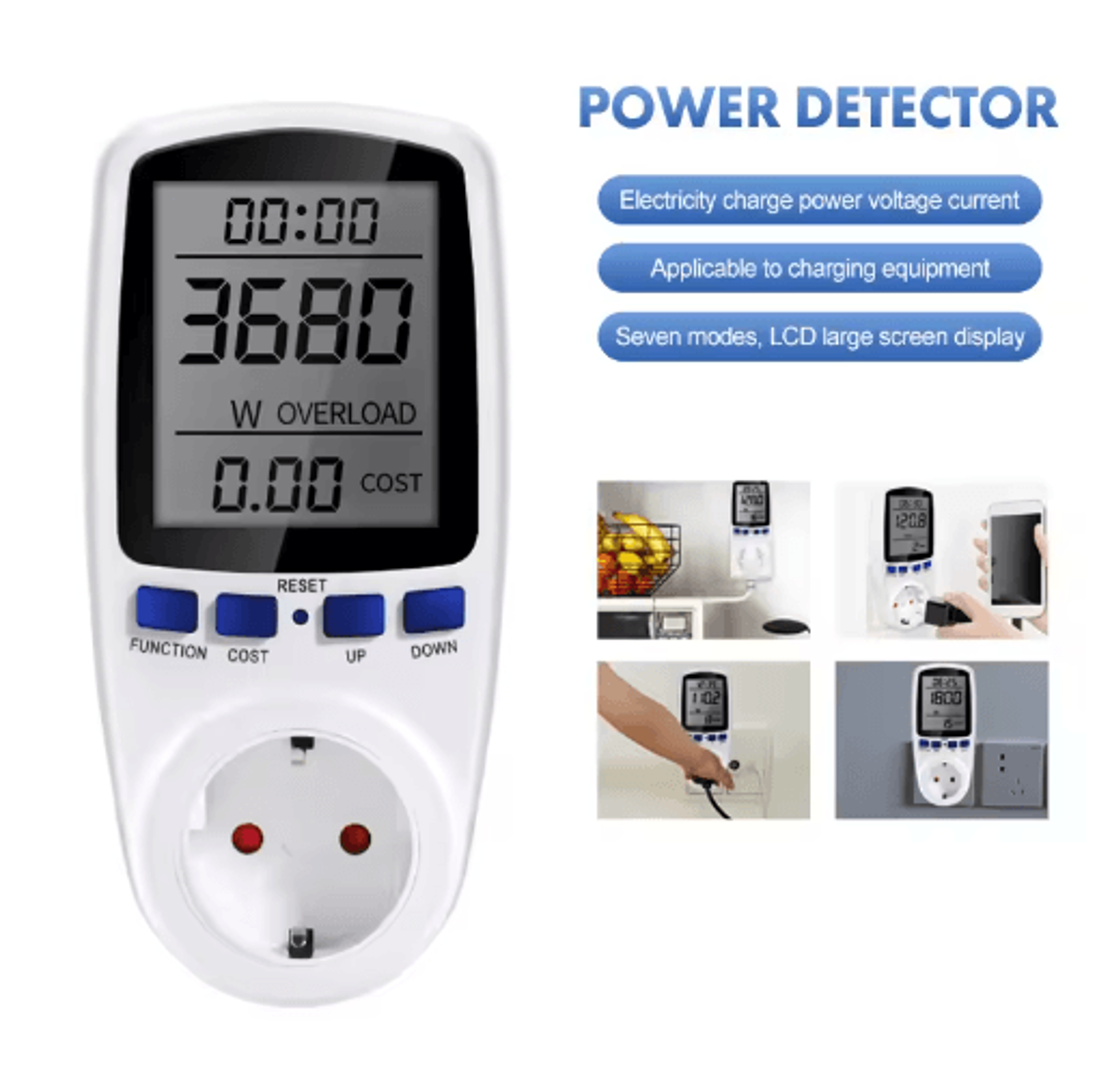 220V Digital Power Meter  LCD Wattmeter  KWh Energy Monitor 0