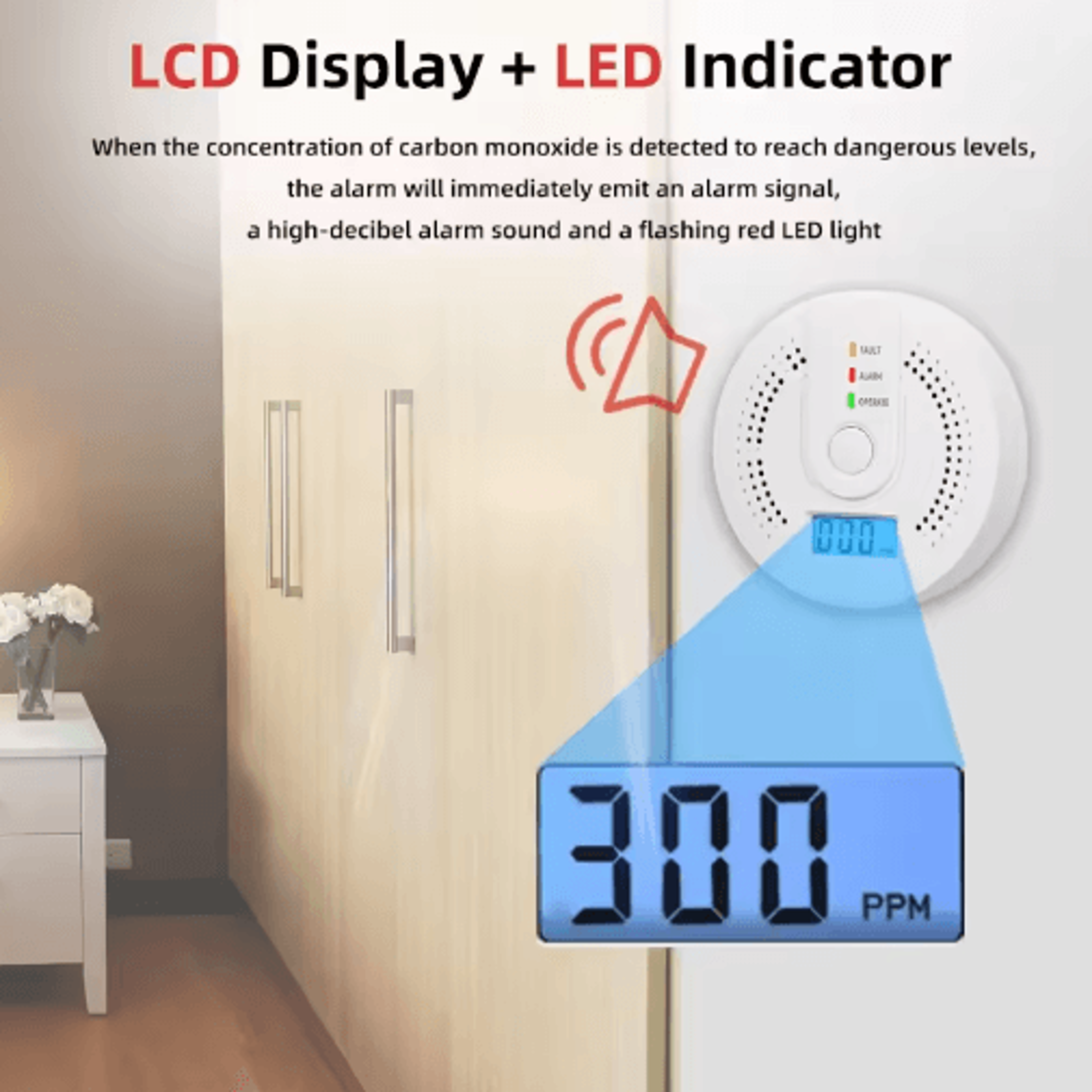 Carbon Monoxide Alarm  HighSensitivity CO Detector With LCD Display 5