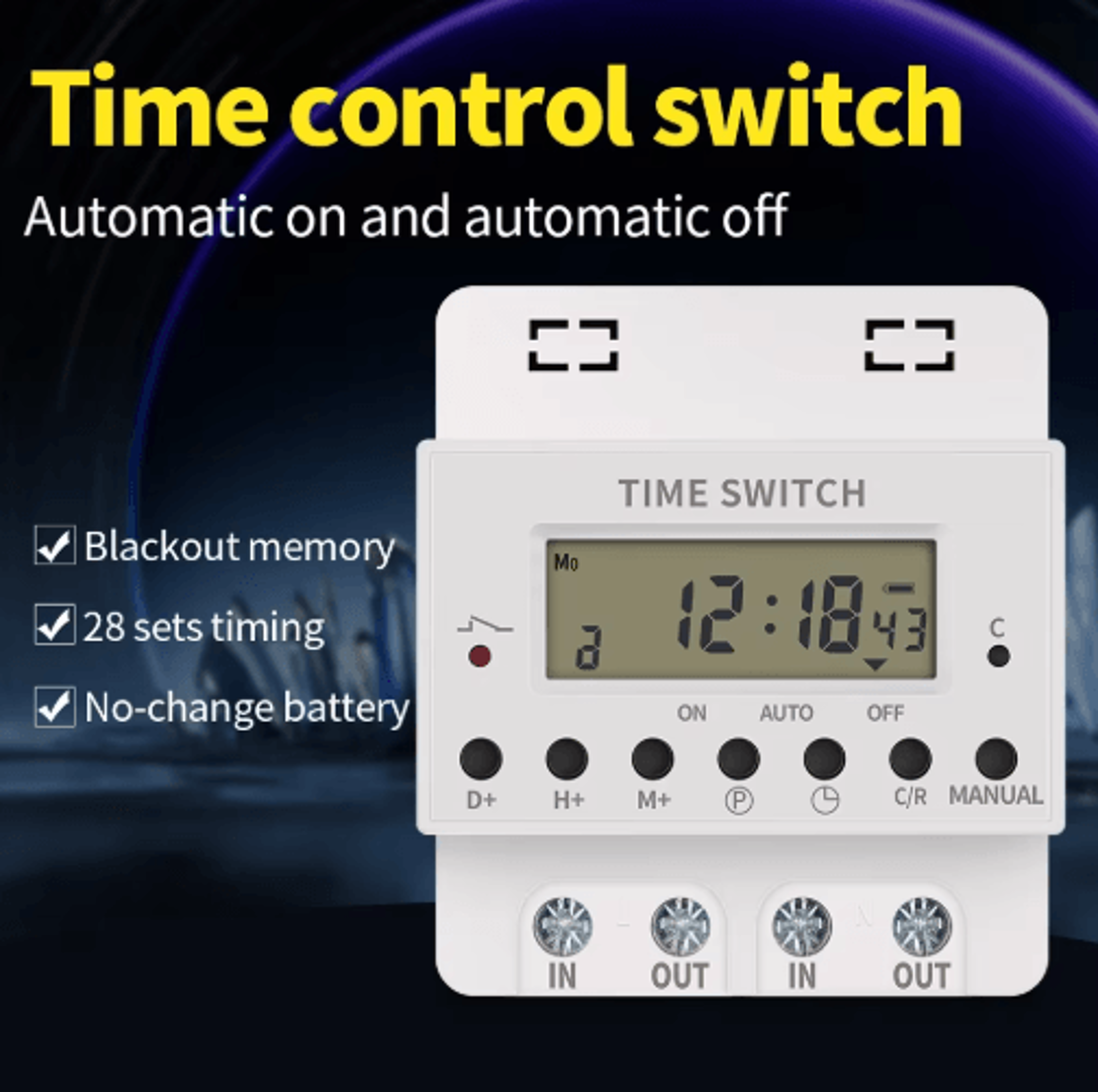 220V DIN Rail Digital Timer  168Hour Weekly Programmable Switch 7