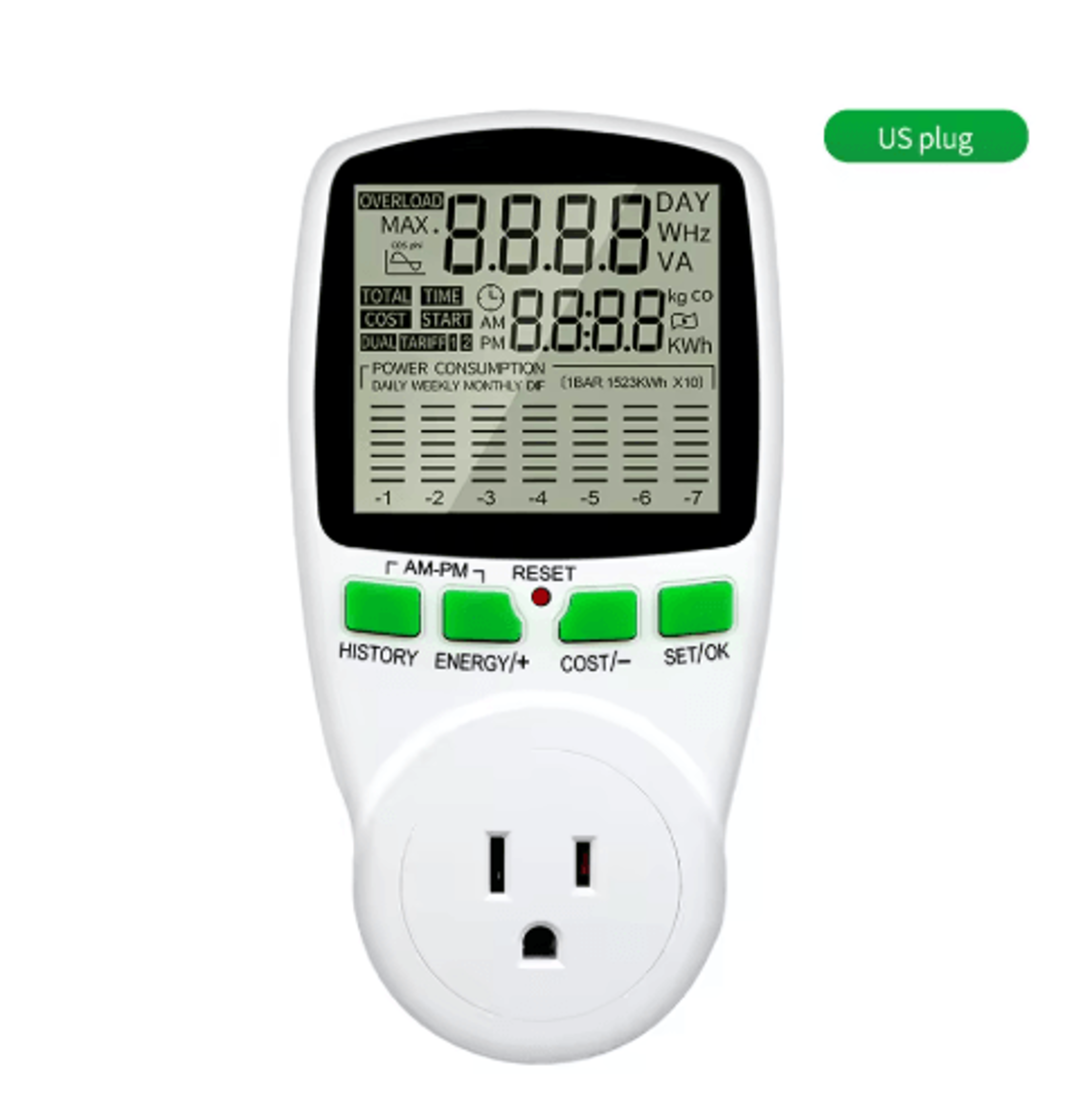 Digital LCD Energy Watt Meter  KWh Electricity  Outlet Power Analyzer 10