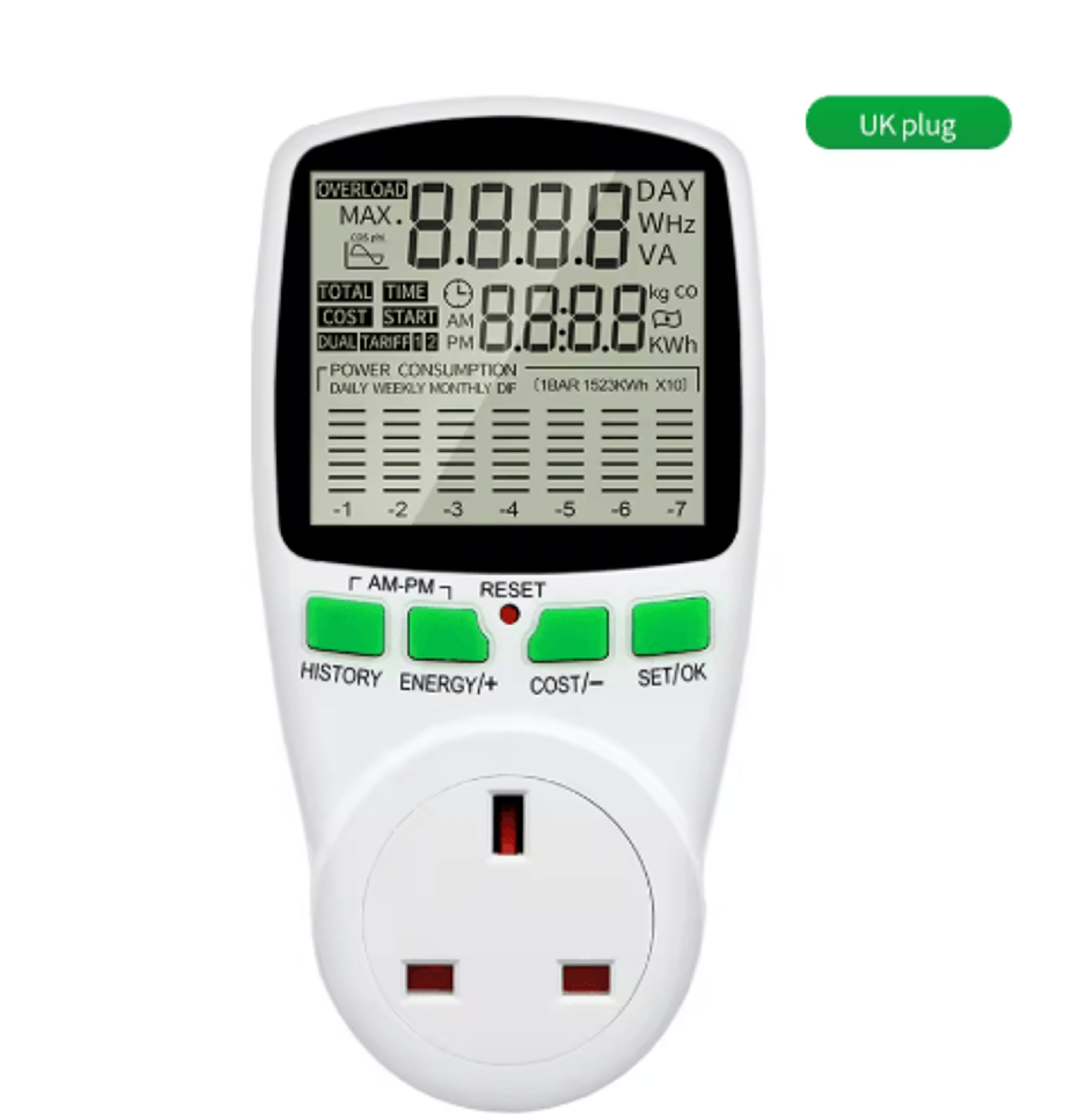 Digital LCD Energy Watt Meter  KWh Electricity  Outlet Power Analyzer 7