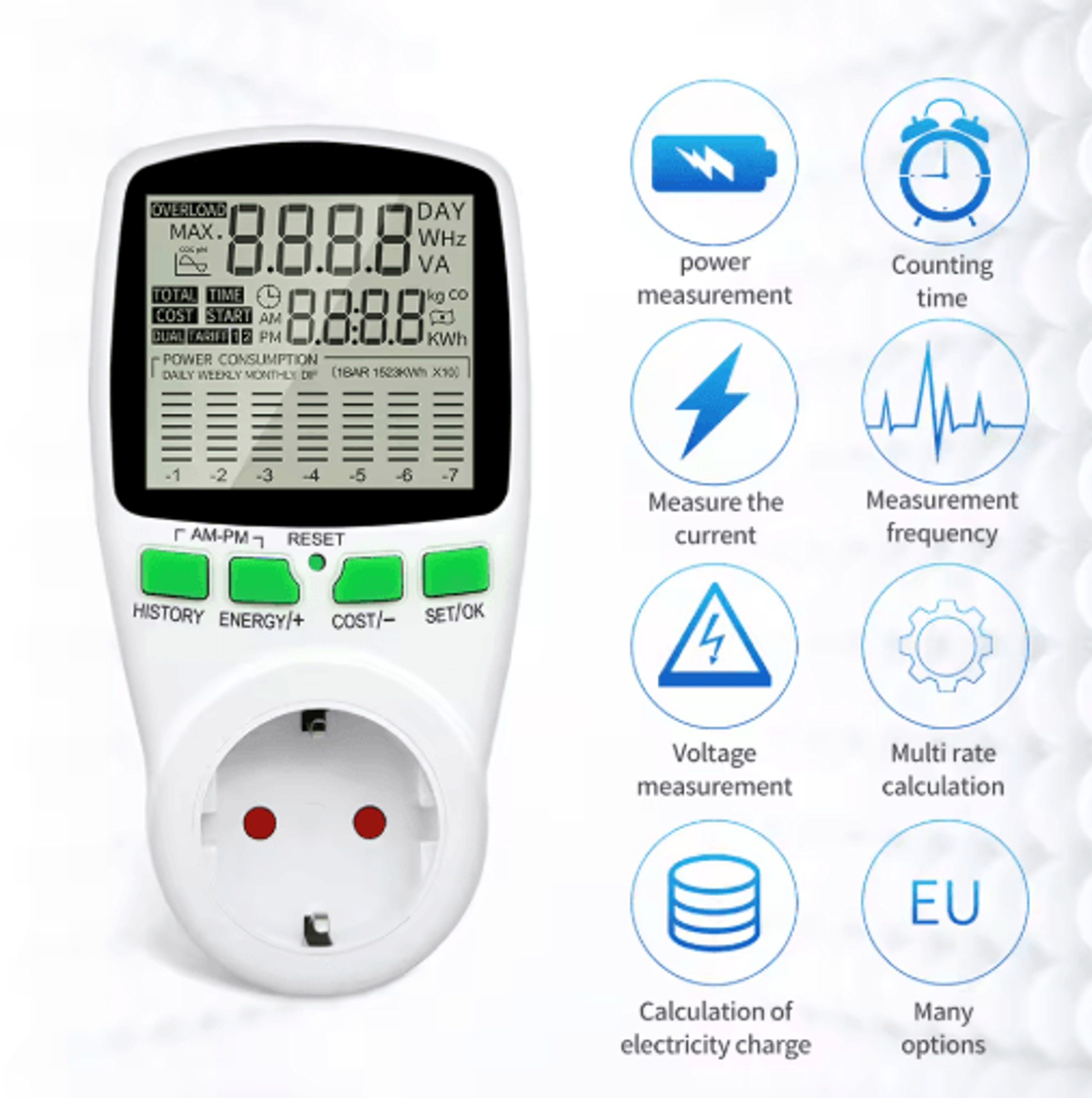 Digital LCD Energy Watt Meter  KWh Electricity  Outlet Power Analyzer 0