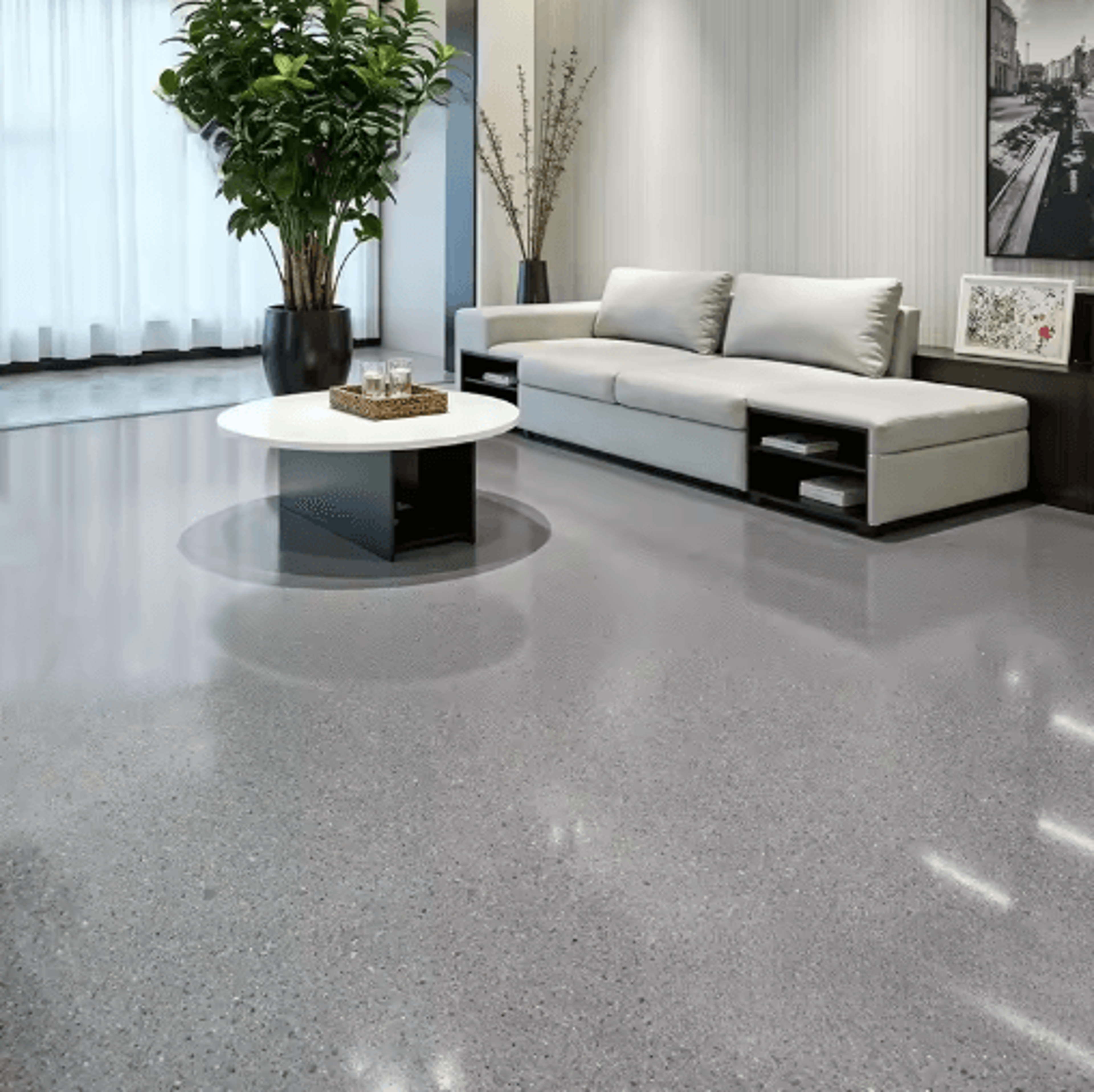 WaterBased Epoxy Floor Paint With Colored Sand Marble Effect 6