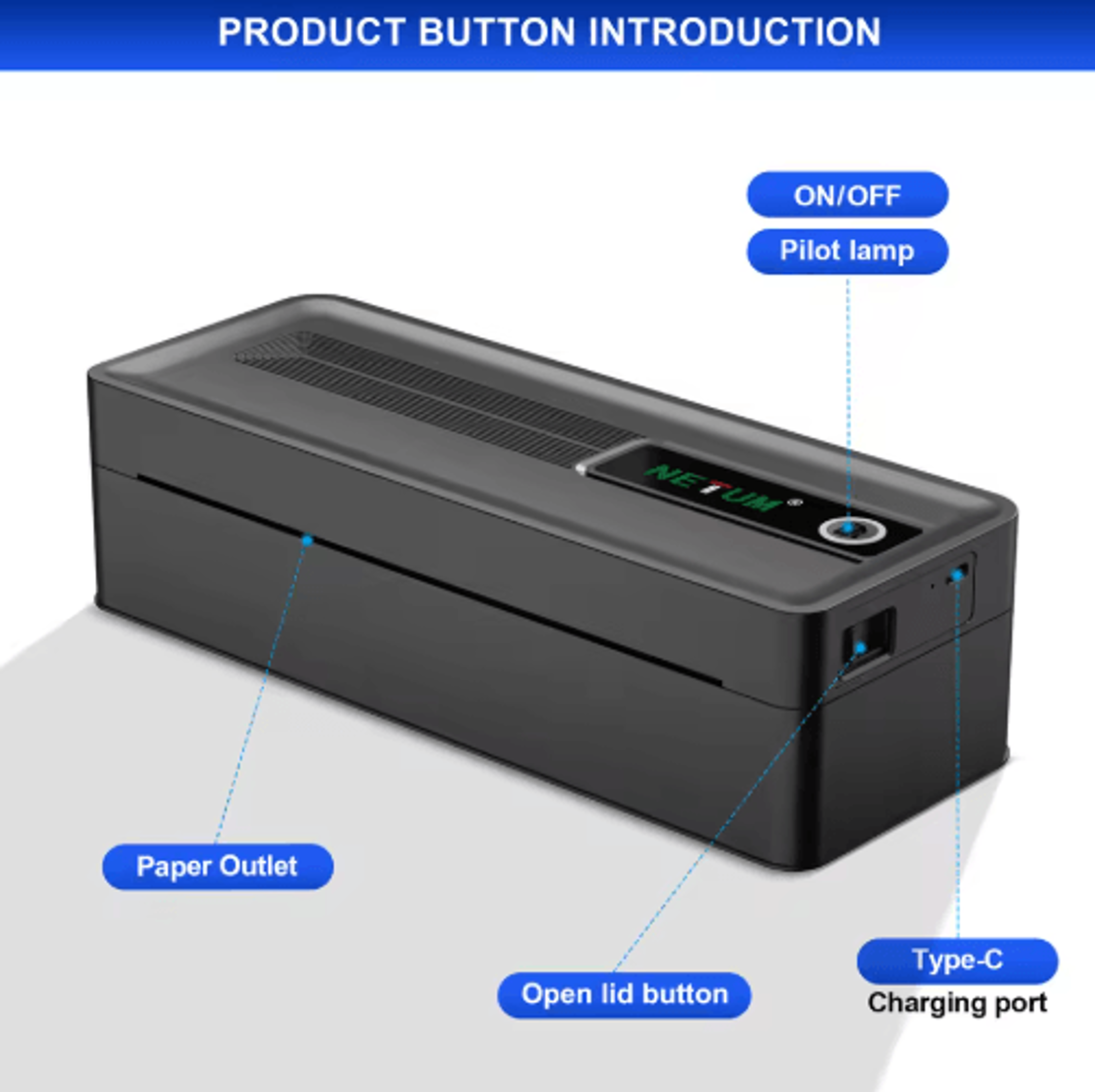 Portable A4 Bluetooth Thermal Printer  300DPI Wireless Inkless Printer With 2600mAh Battery 2