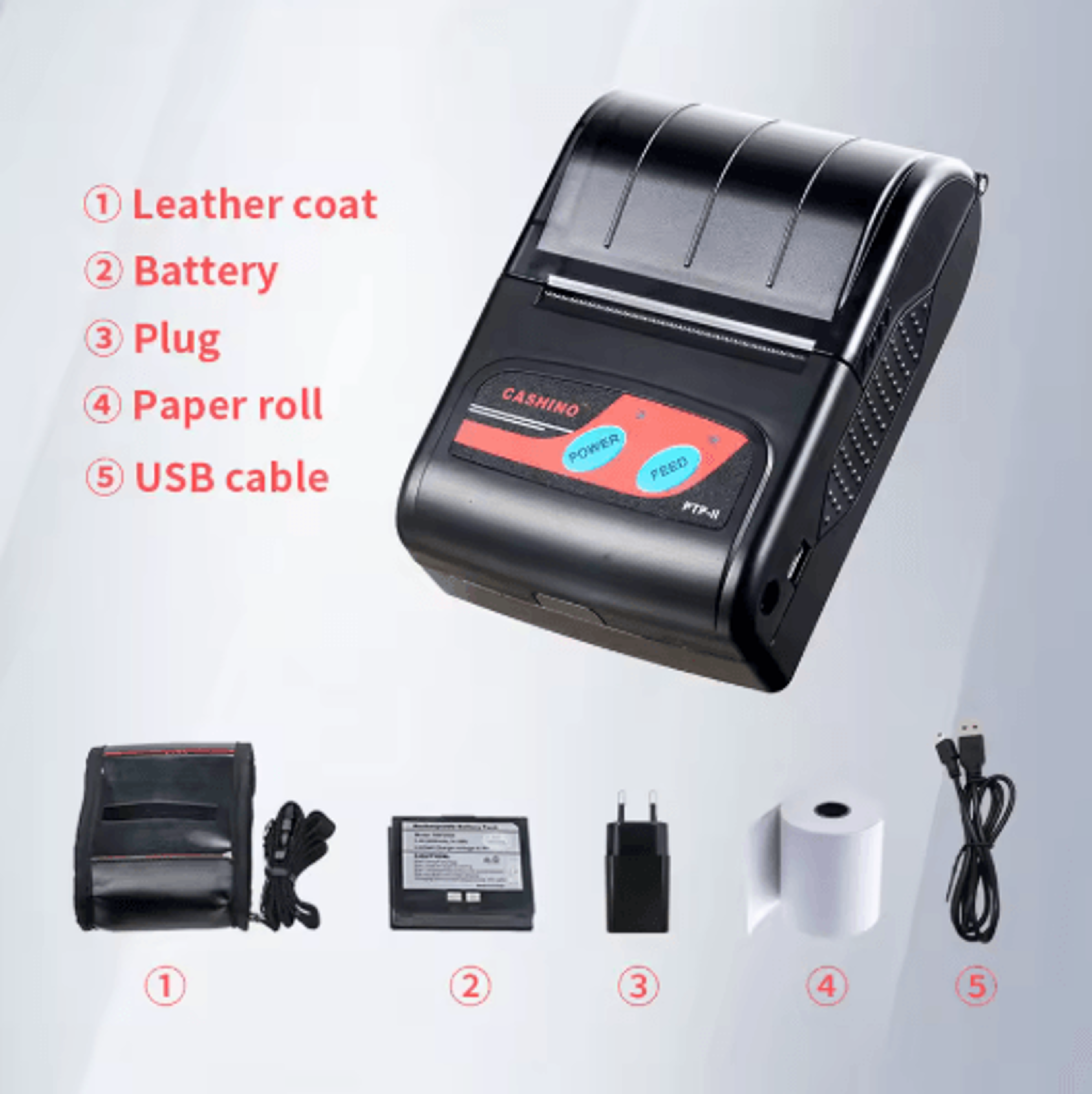 Mini Portable Bluetooth Receipt Printer  Wireless USB Thermal Printer With 2000mAh Battery 3