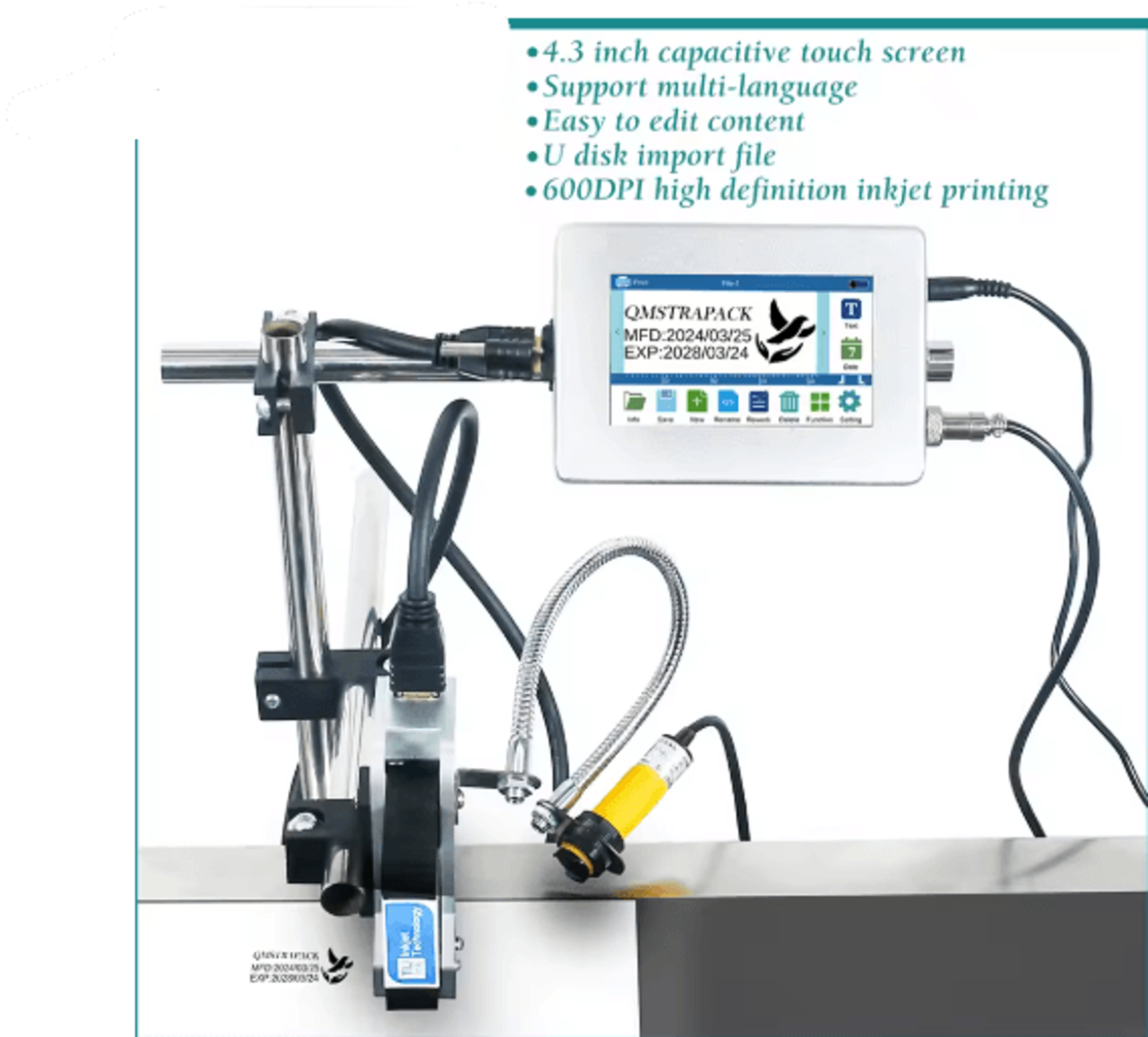 43Inch Industrial Online Inkjet Printer  QR Code Barcode  Expiry Date Coding Machine 0