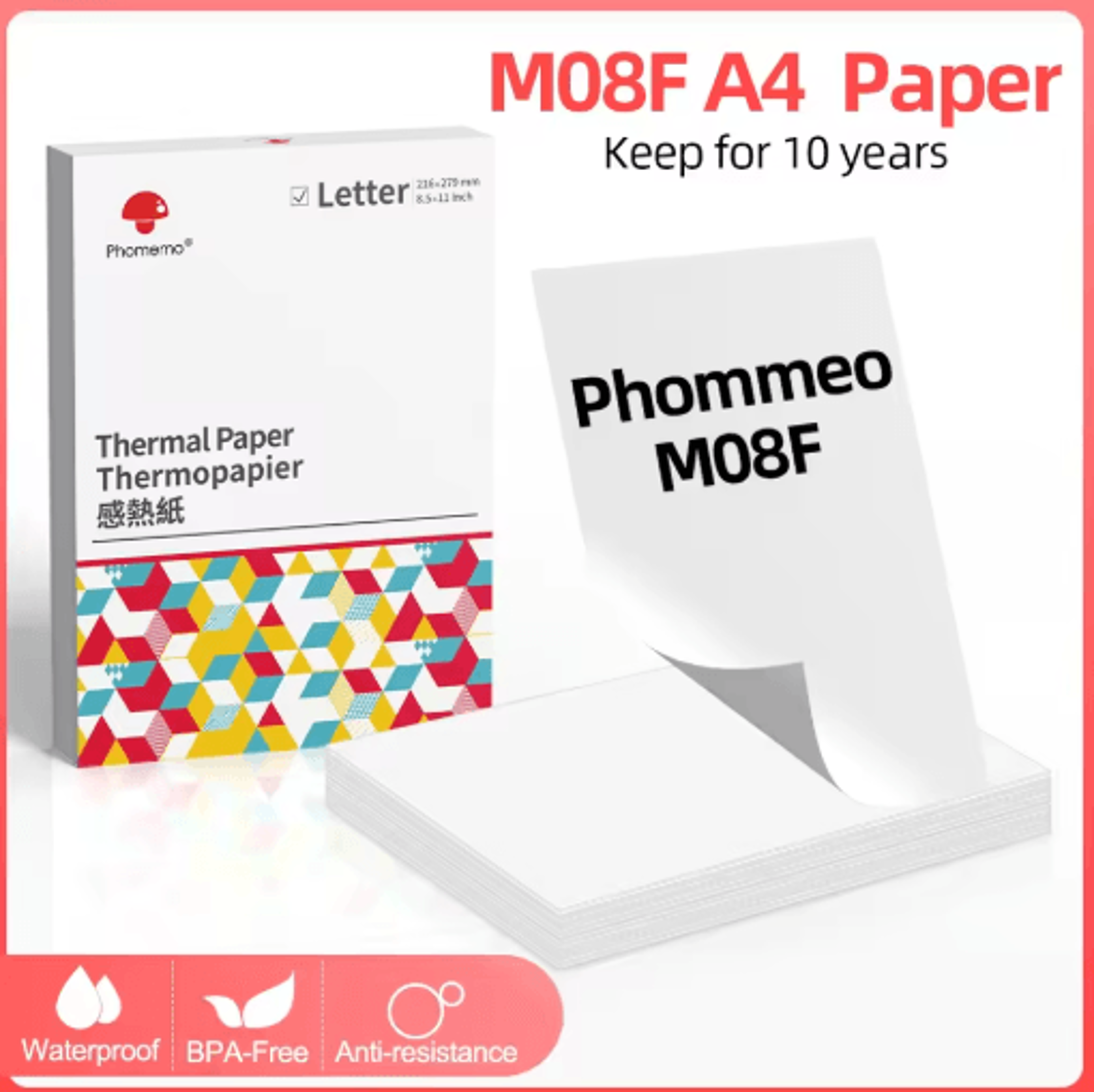 A4 Thermal Printer Paper  210x297mm LongLasting Folded Paper For M08F Printer 0