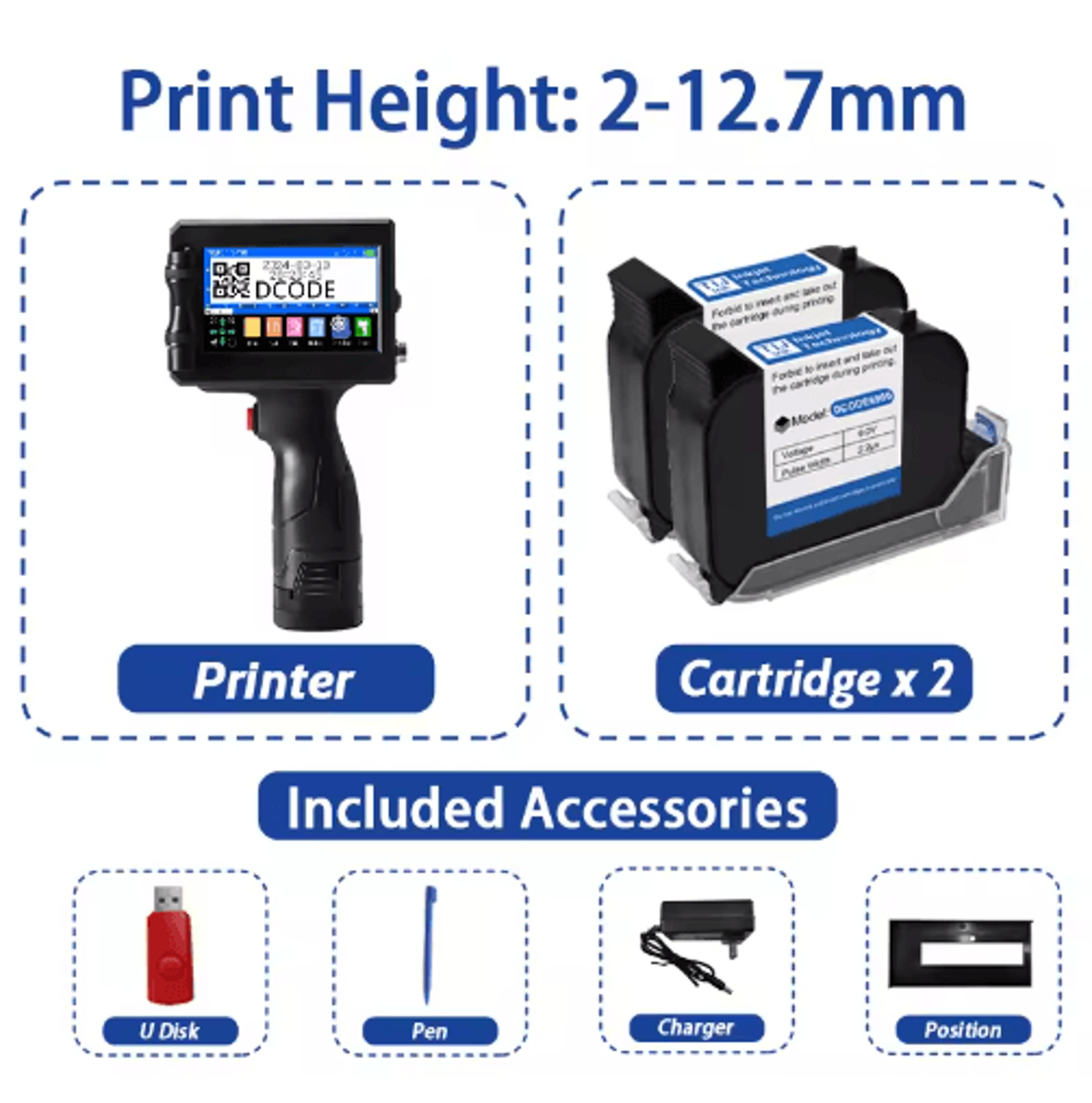 Portable Handheld Inkjet Printer  127254mm Date Barcode  QR Code Coding Machine 3