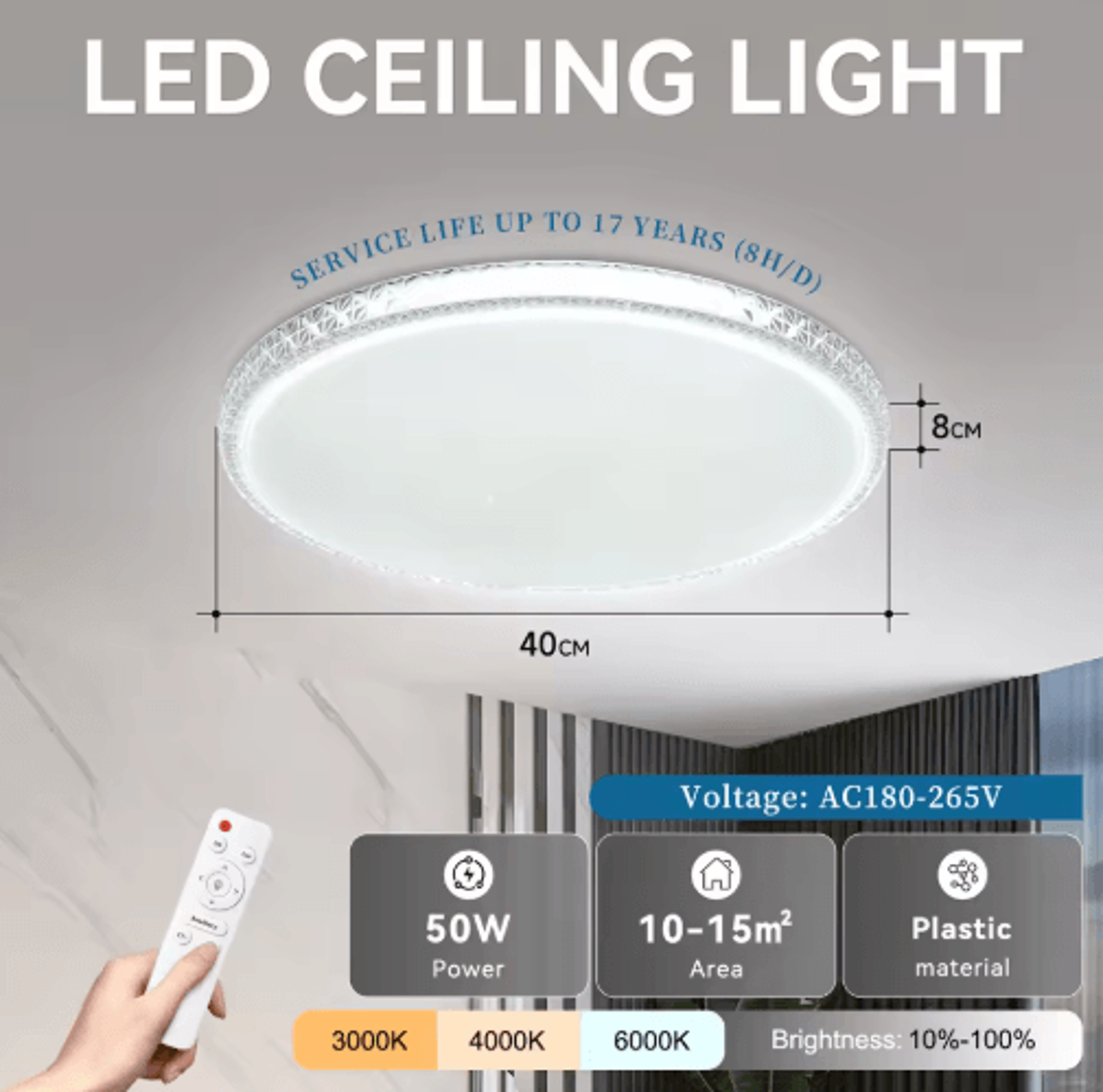 50W70W UltraThin LED Ceiling Light  Waterproof Round Panel Lamp For Home 2