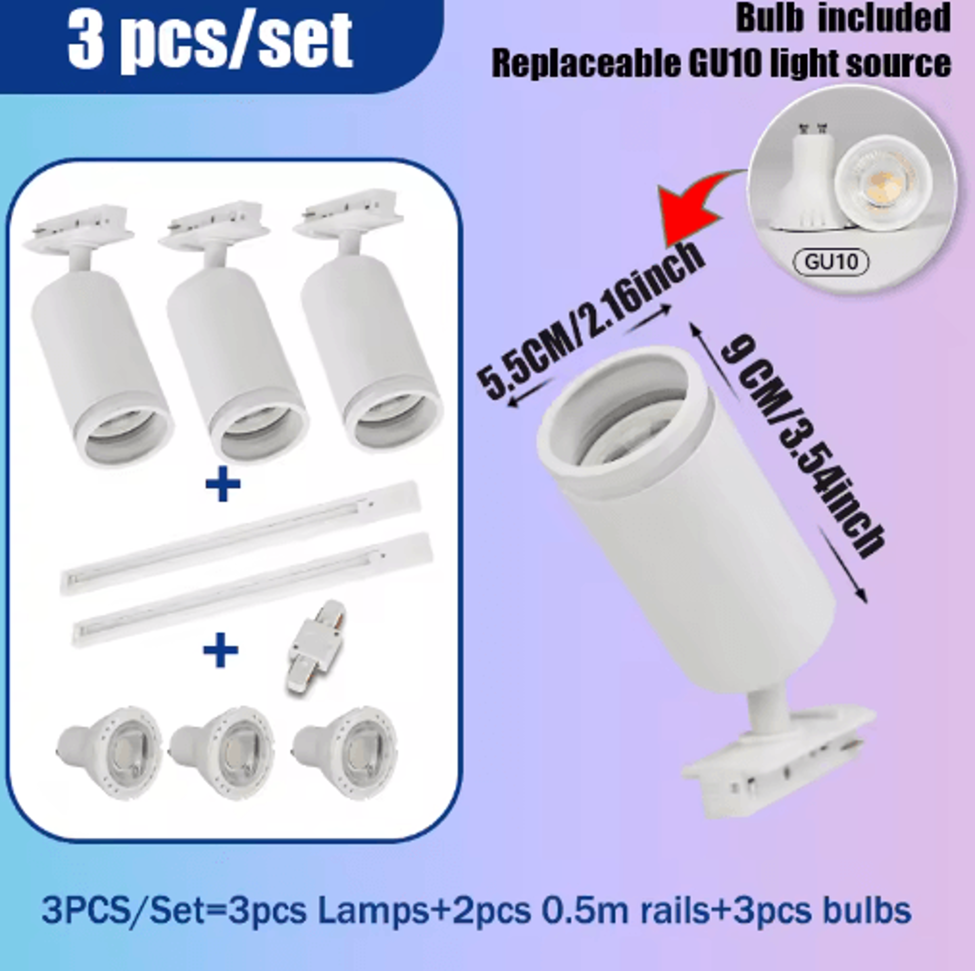 GU10 LED Track Spotlight  110V Adjustable Rail Ceiling Light For Home  Shop 5
