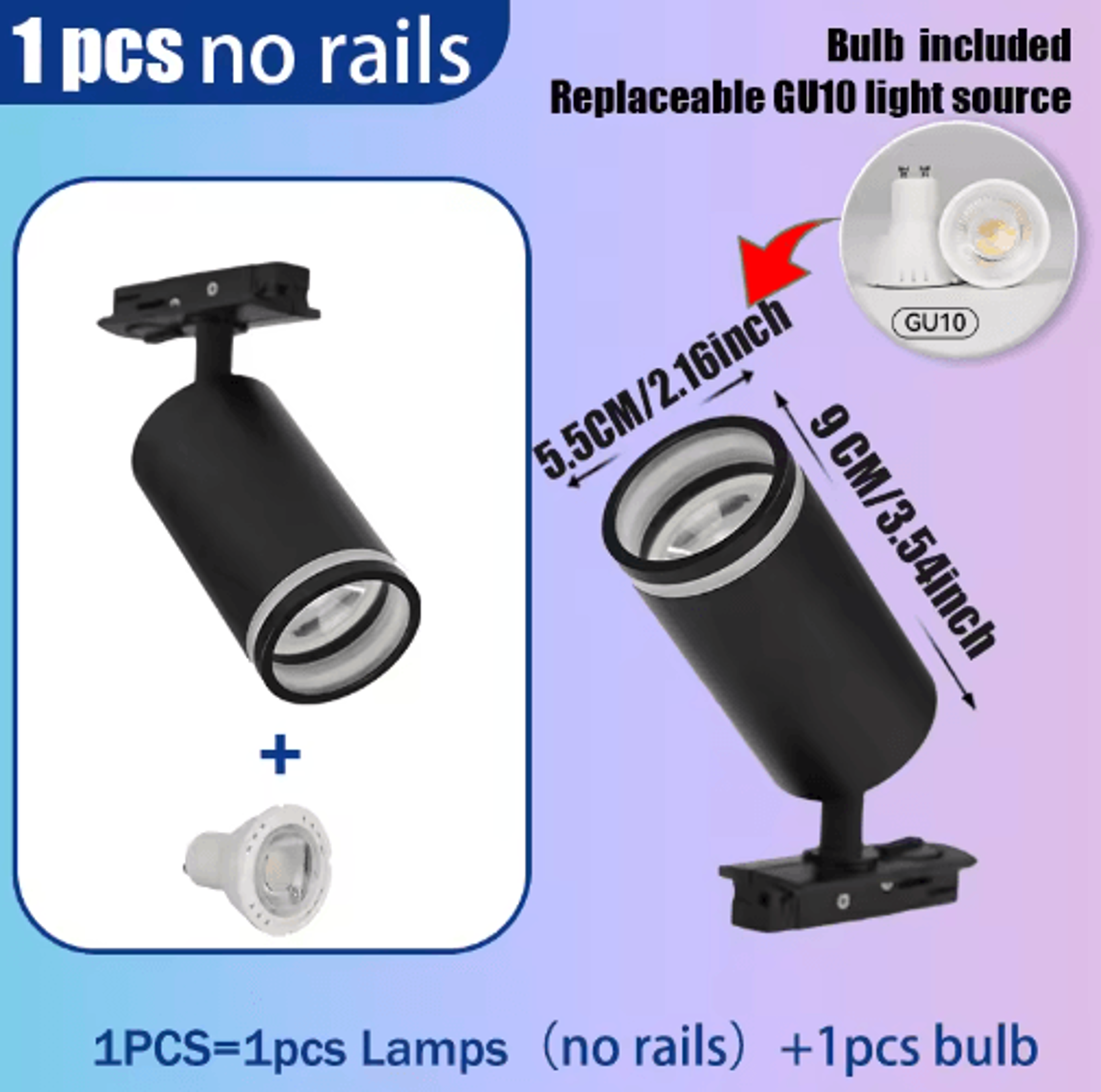GU10 LED Track Spotlight  110V Adjustable Rail Ceiling Light For Home  Shop 9