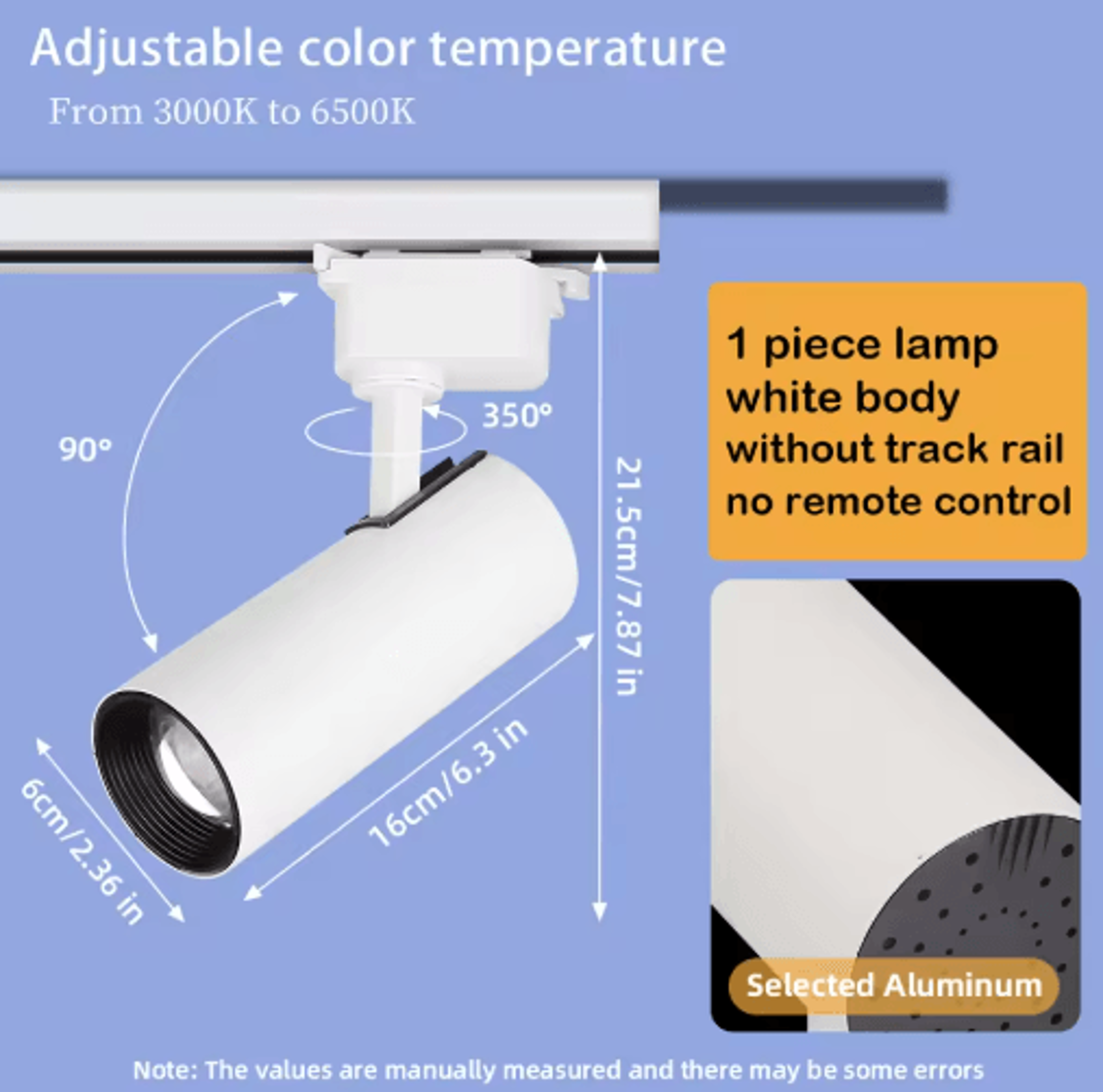 20W Dimmable LED Track Light  Adjustable Rail Spotlight For Home  Shop 4