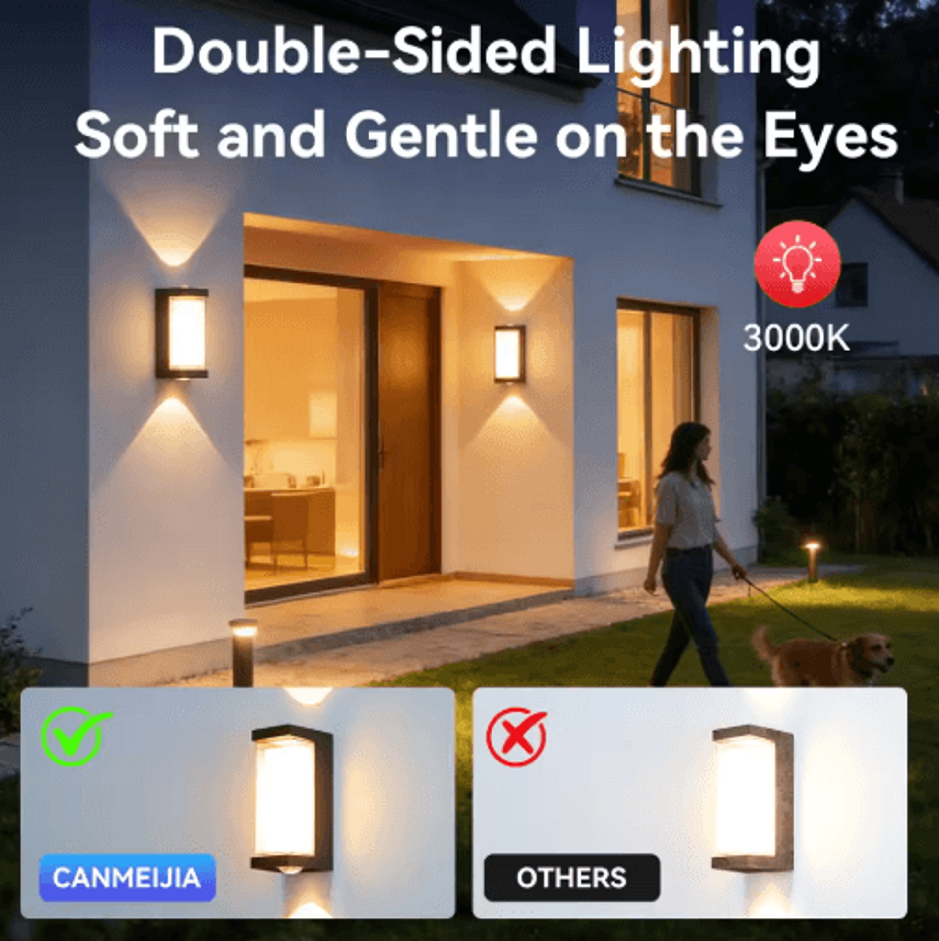 12W Waterproof LED Wall Lamp  IP65 Warm White Outdoor Wall Sconce 3