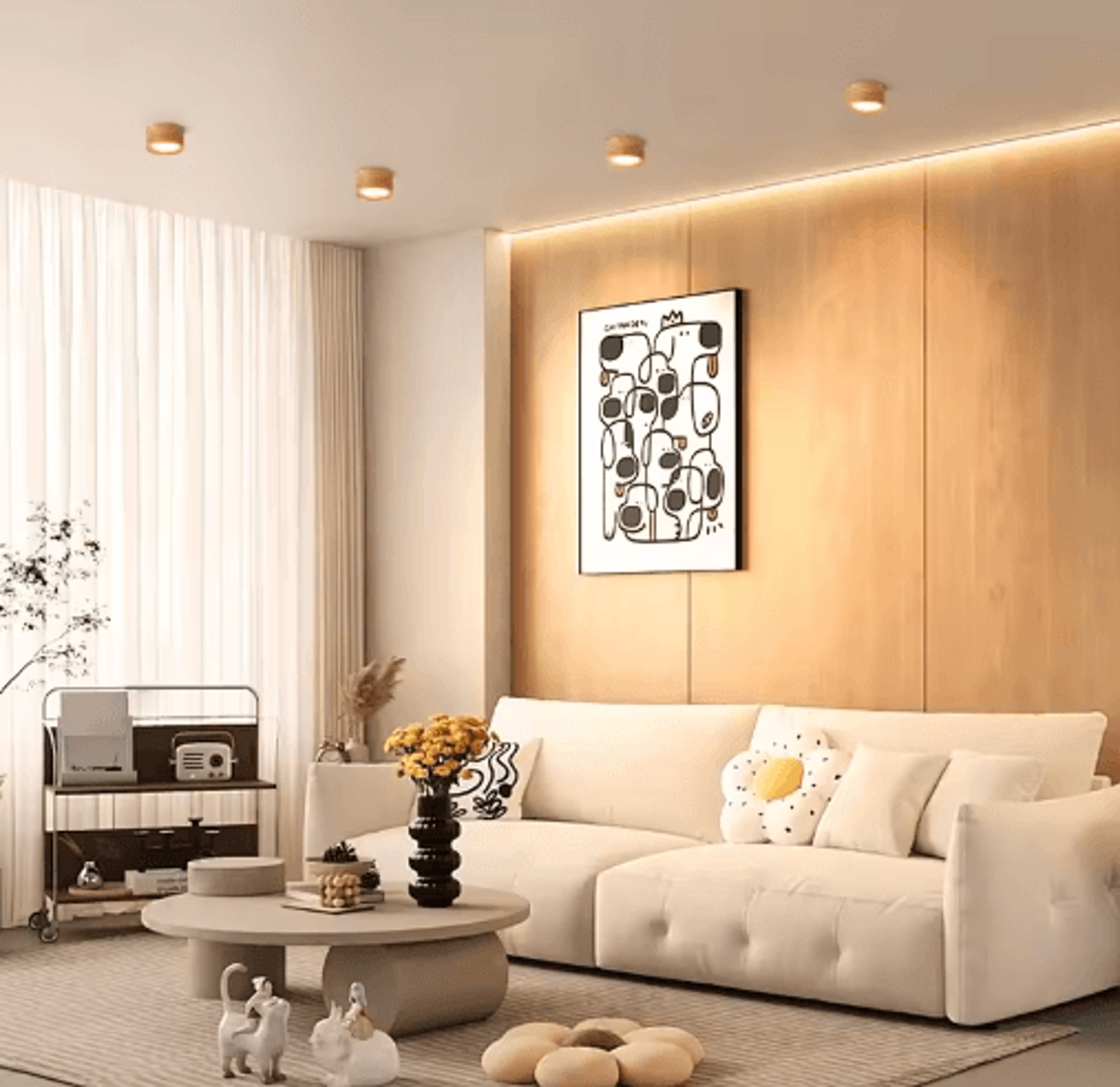 GX53 Wooden LED Ceiling Downlight  220V Modern Indoor Lamp For Home 3