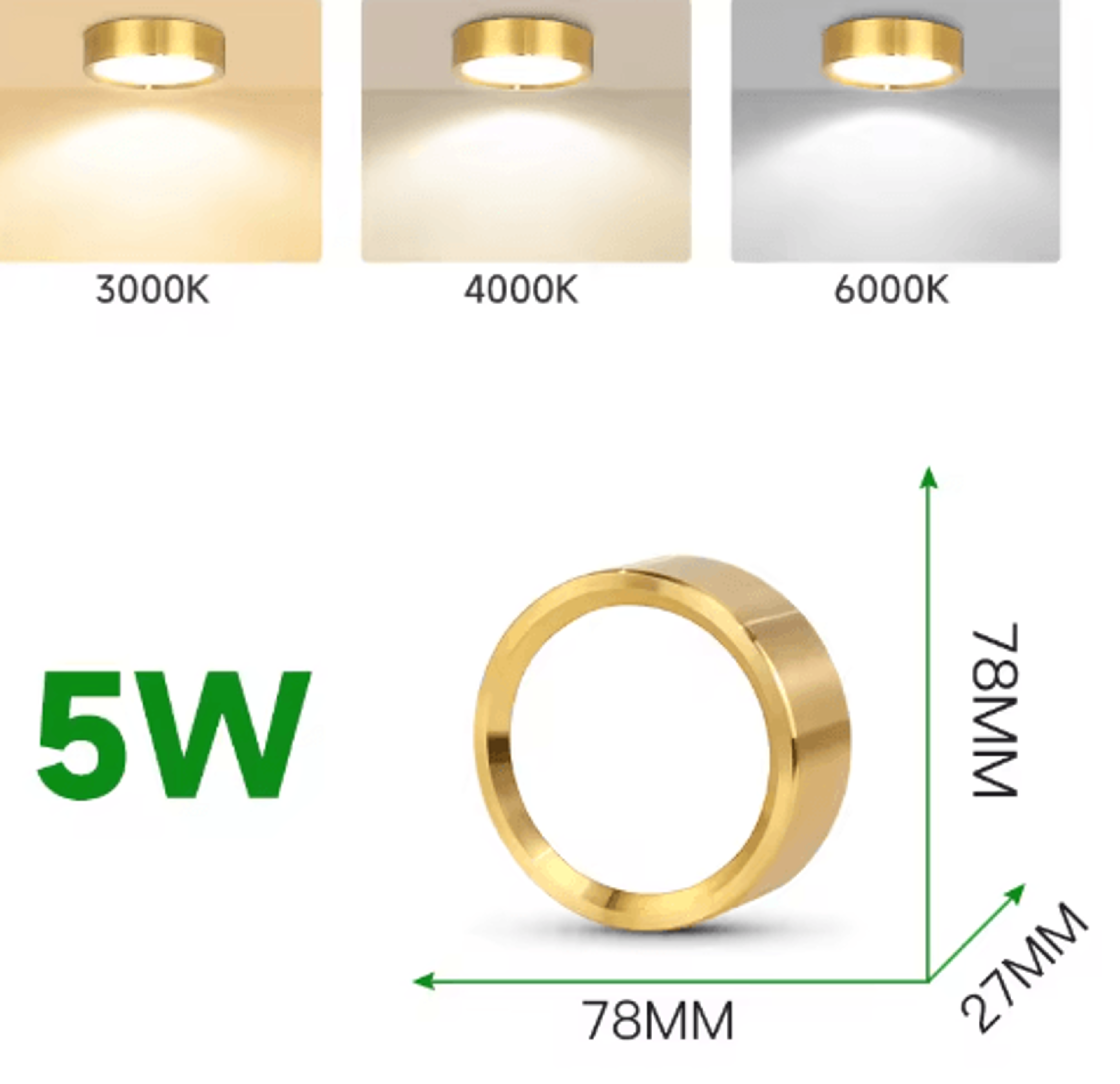 110V Gold LED Ceiling Downlight  UltraThin 10W15W25W Surface Mount Spotlight 4