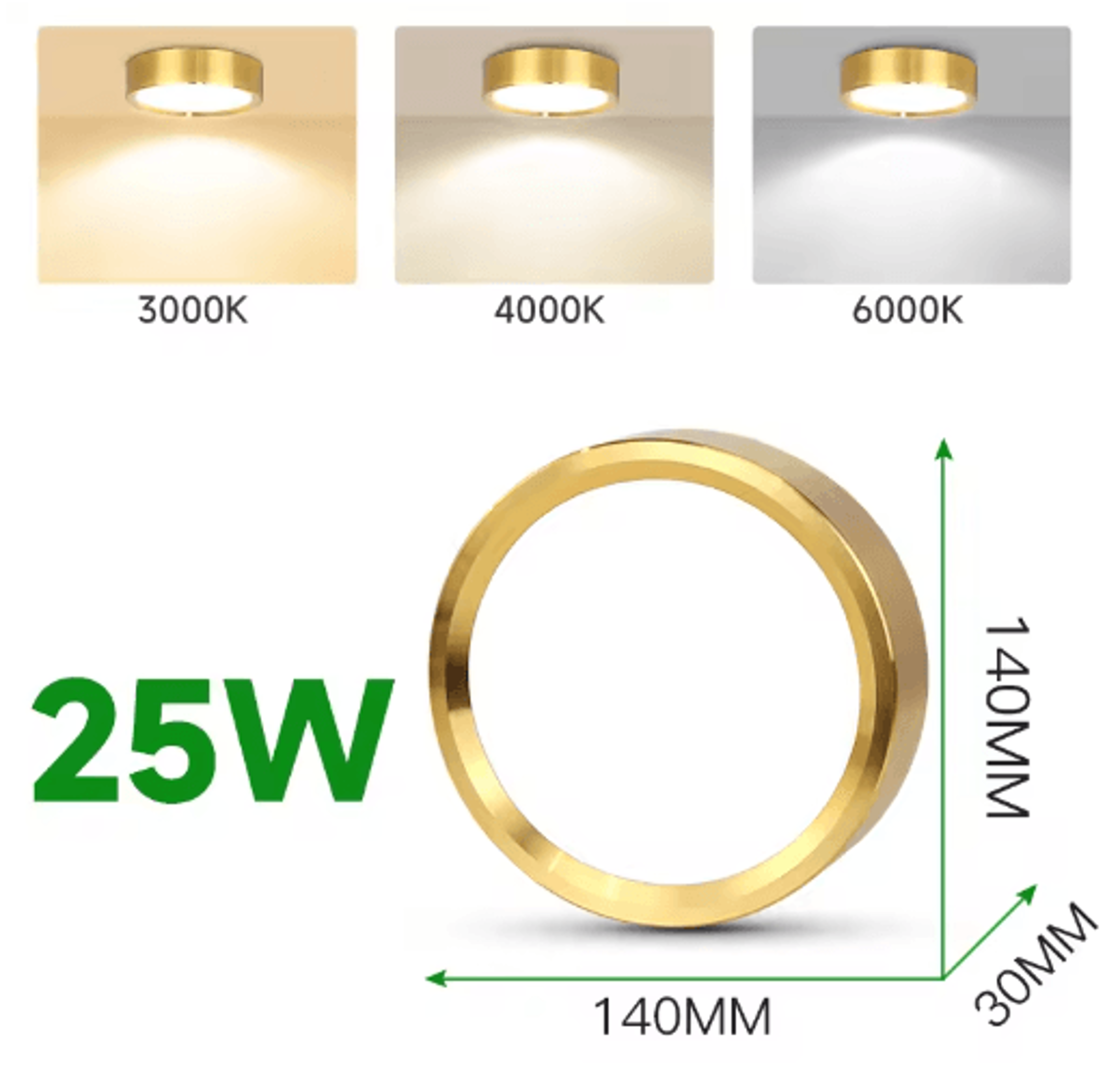 110V Gold LED Ceiling Downlight  UltraThin 10W15W25W Surface Mount Spotlight 3