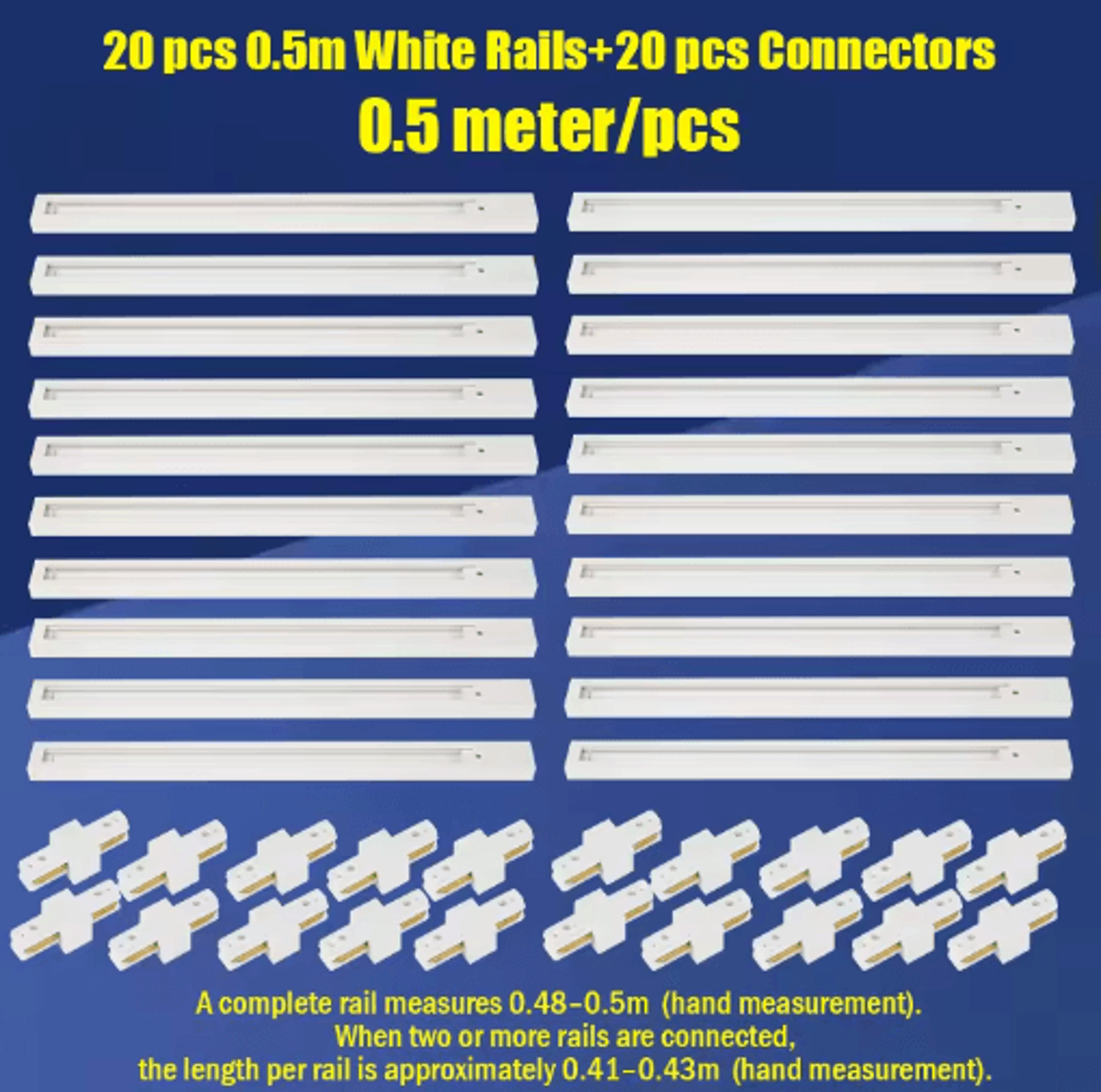 20PCS LED Track Rail Kit  05M1M Spotlight Rails  Connectors For Ceiling Lighting 21