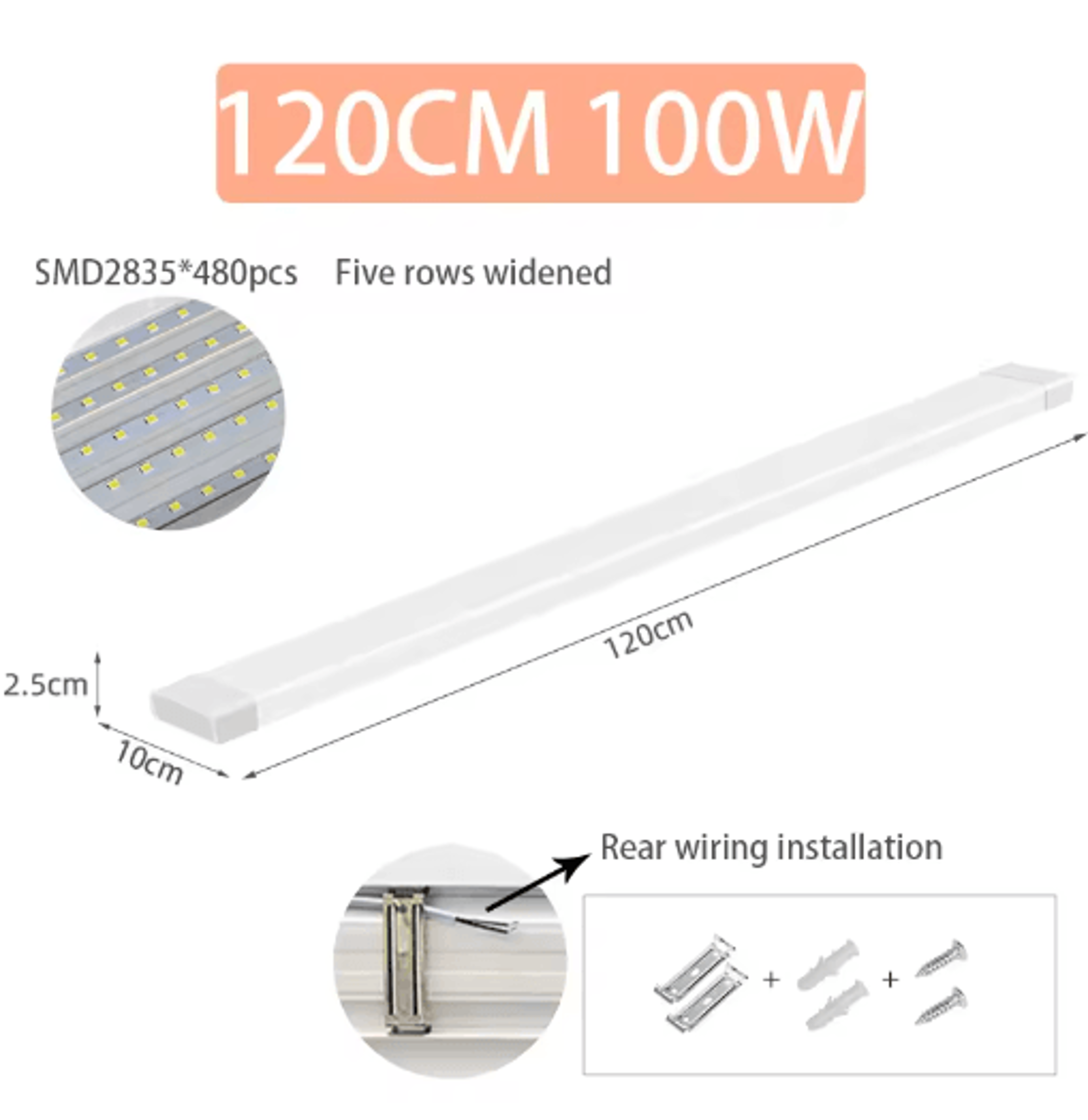 120cm MoistureProof LED Tube Light  100W HighBrightness Industrial  Warehouse Lamp 9