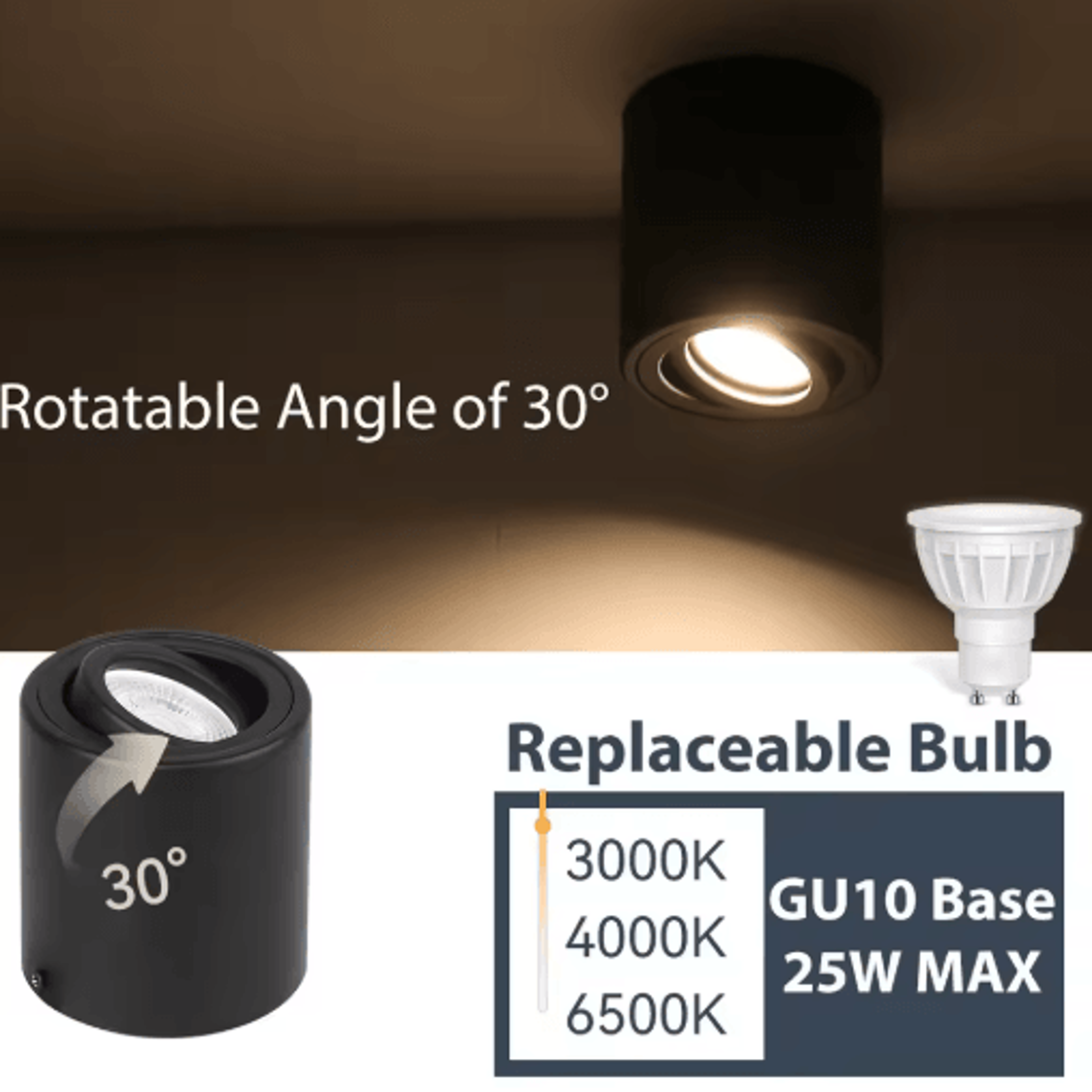 Adjustable GU10 LED Ceiling Spotlight  Surface Mounted Light For Home 9