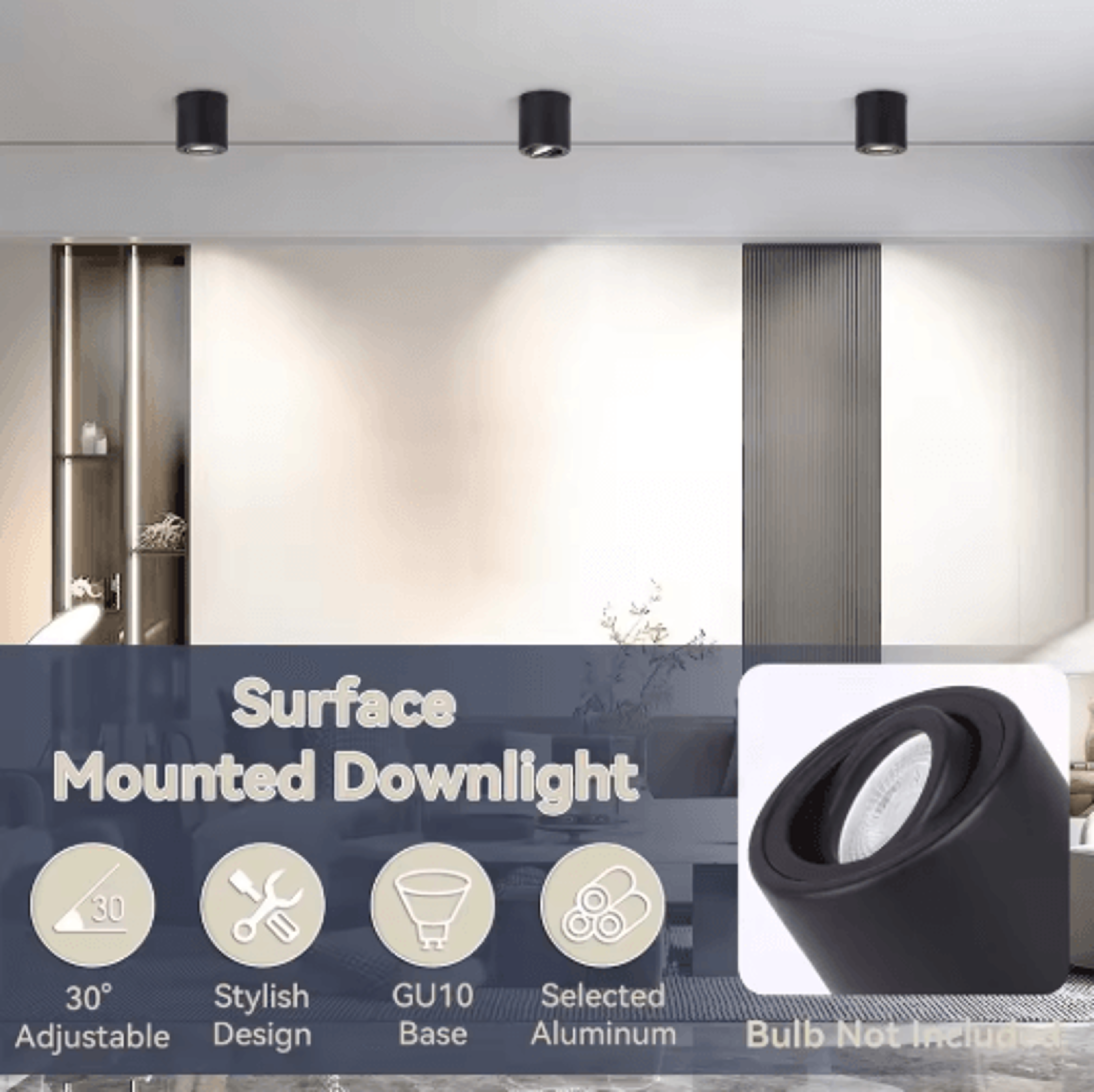 Adjustable GU10 LED Ceiling Spotlight  Surface Mounted Light For Home 0