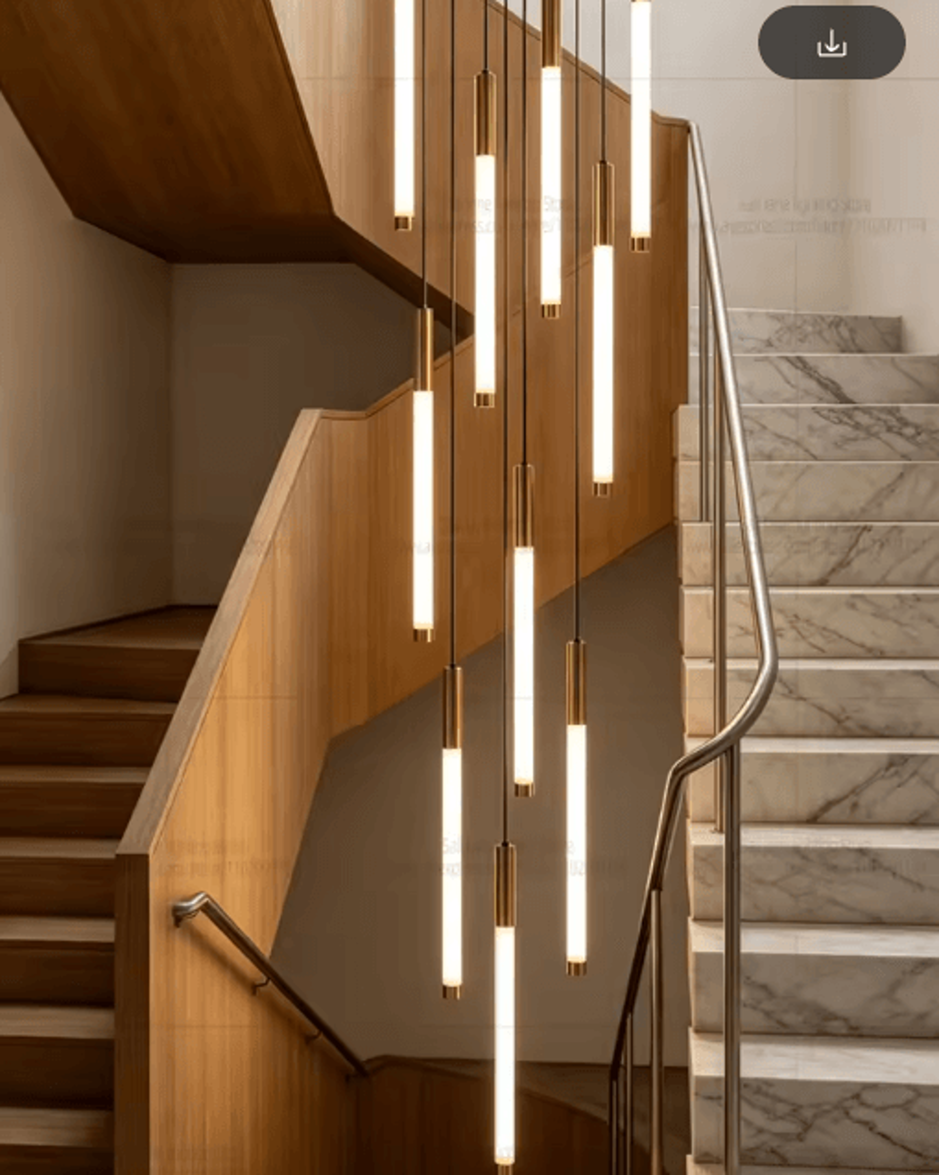 Modern Luxury Vertical LED Chandelier  Long Tube Pendant Light For Staircases 11