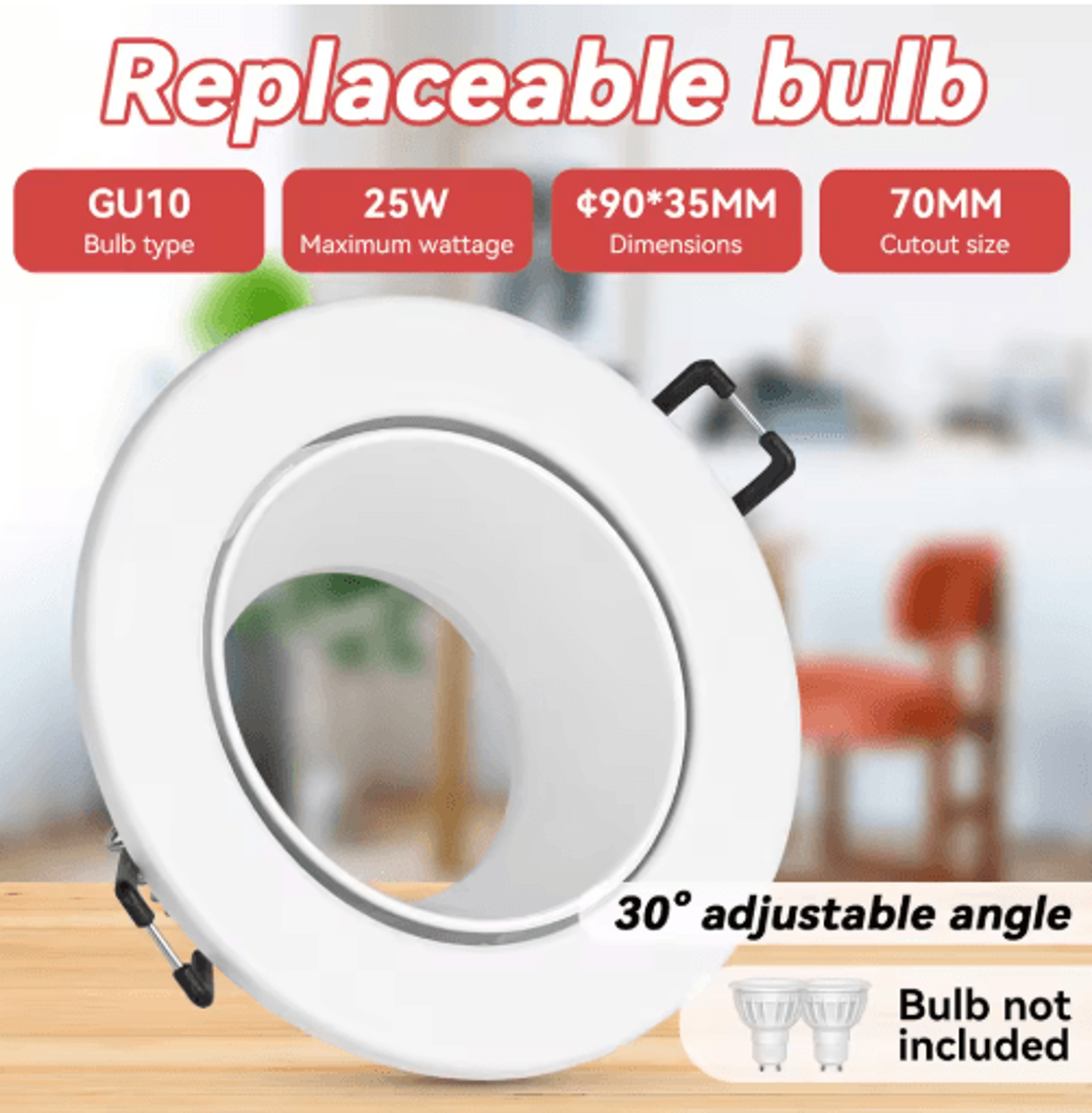 GU10 IP65 Waterproof Recessed Downlight  25W Max Ceiling Spotlight 8