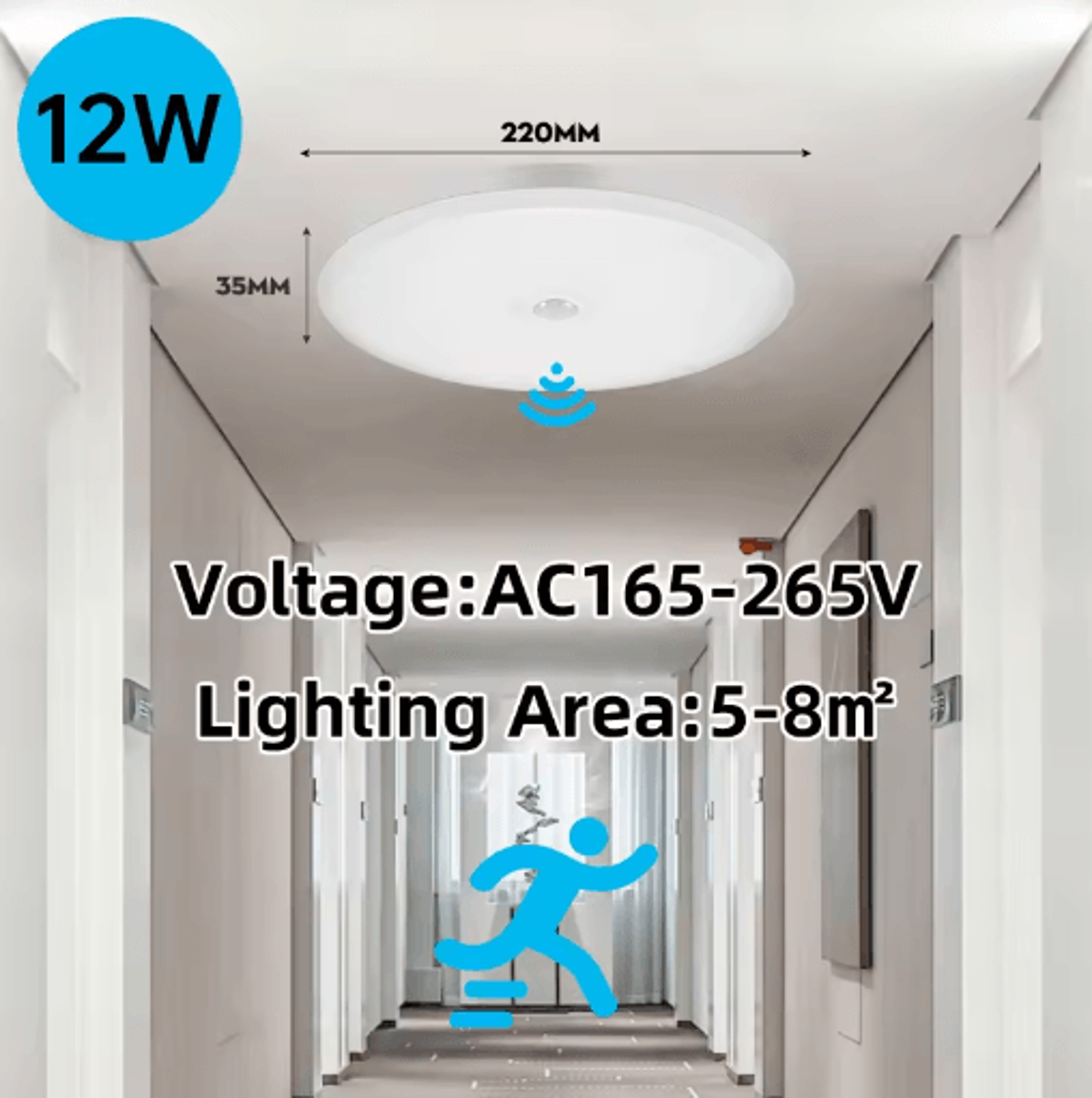 LED Radar Motion Sensor Ceiling Light  Automatic EnergySaving Light For Hallways  Garages 6
