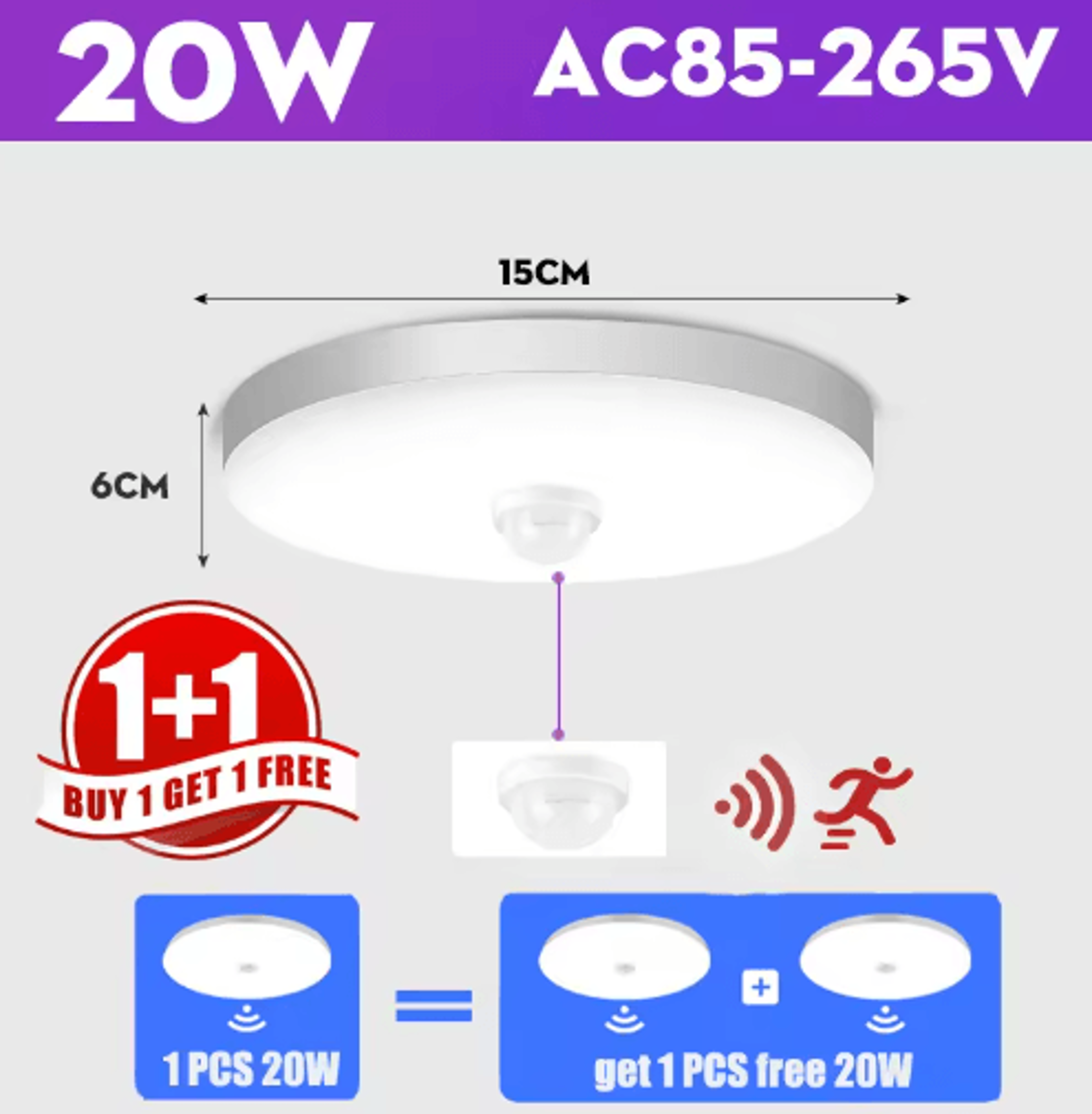 20W30W40W LED Motion Sensor Ceiling Light  Modern Smart Ceiling Lamp 6