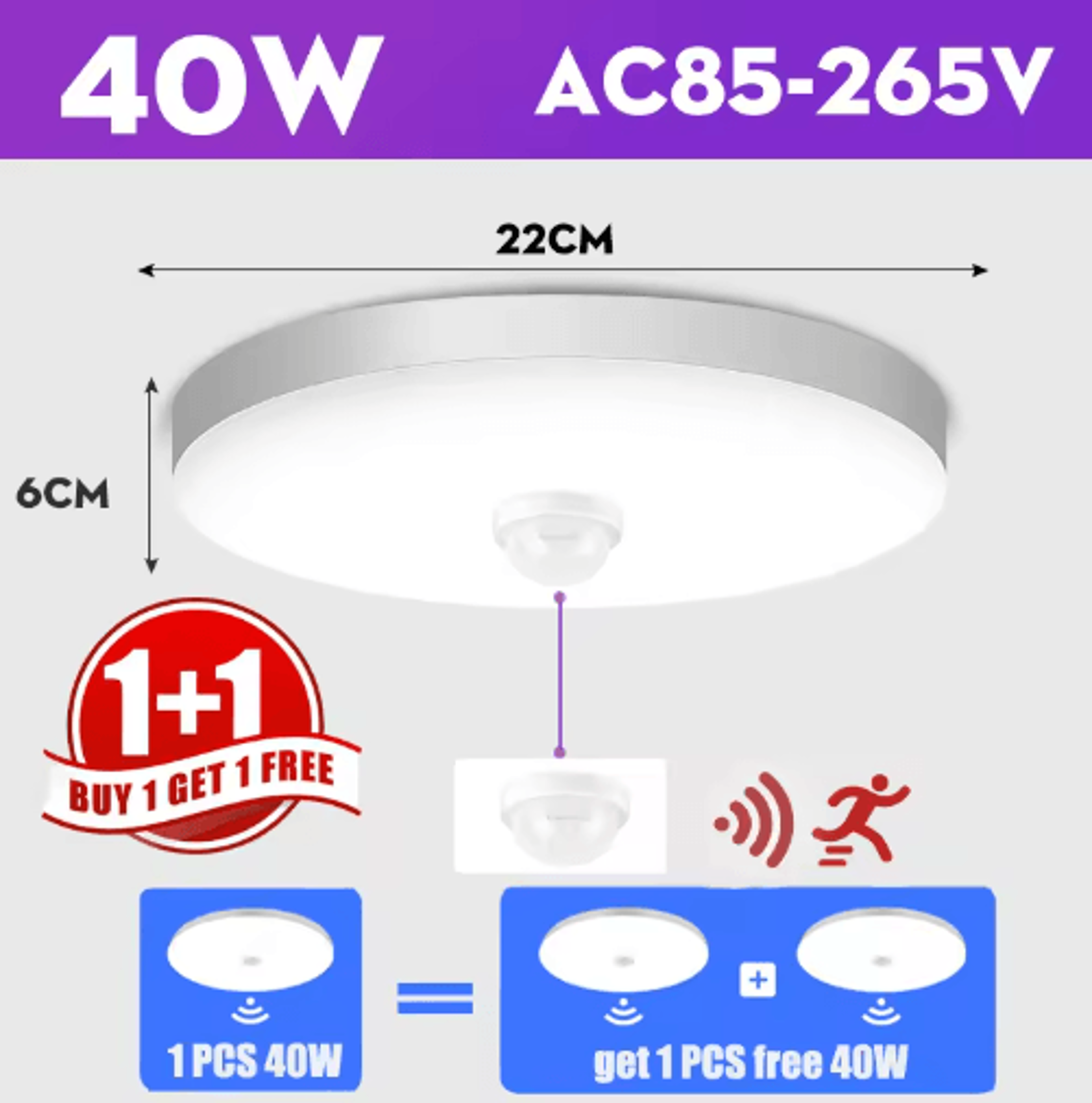 20W30W40W LED Motion Sensor Ceiling Light  Modern Smart Ceiling Lamp 3